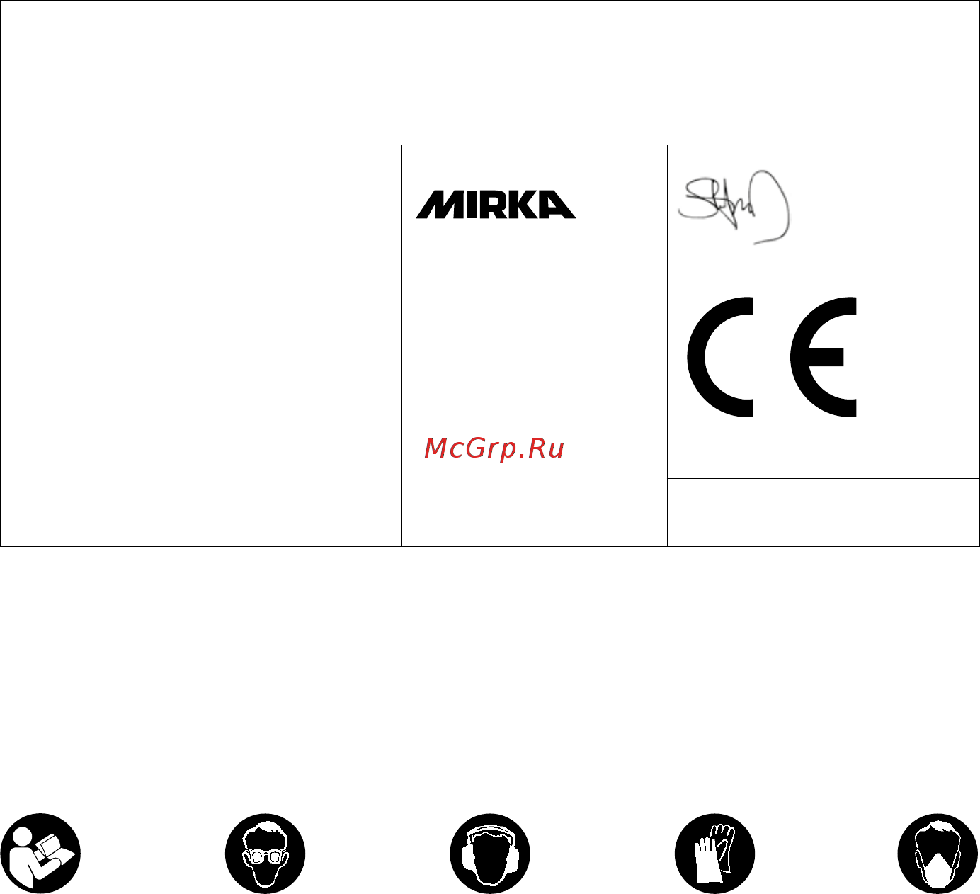 Mirka CEROS 650CV [61/108] Påkrevd personlig verneutstyr