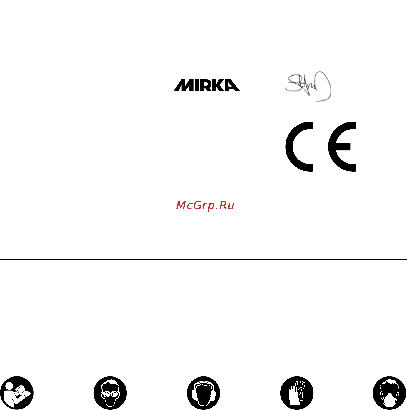 Mirka CEROS 550CV [67/108] Declaração de conformidade