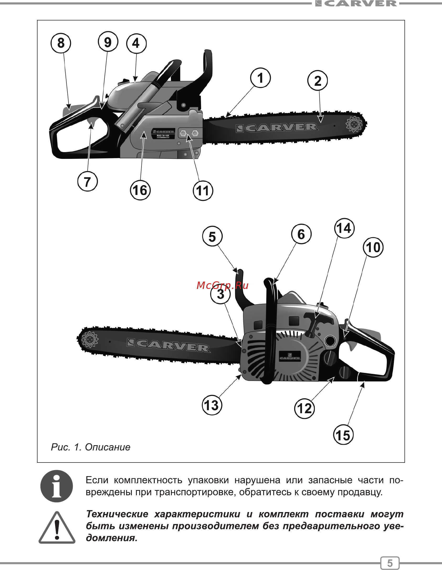 Carver RSG-38-16K Инструкция по эксплуатации онлайн [5/28] 512884