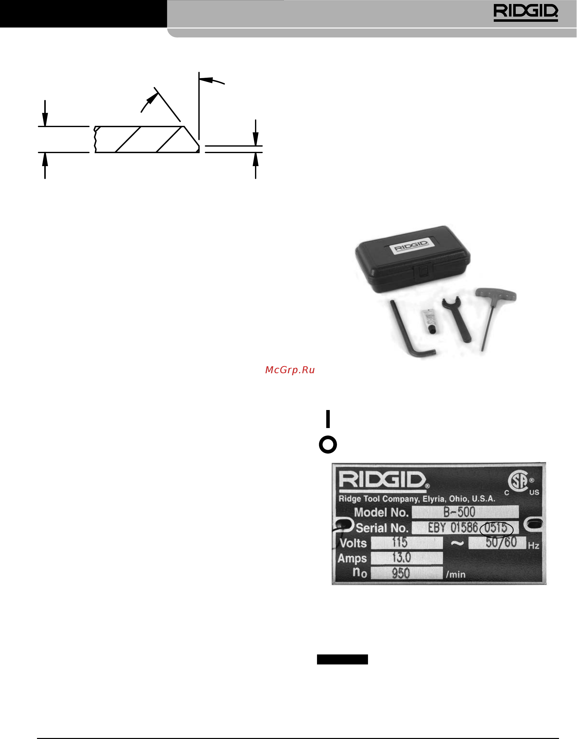 Ridgid В-500 55098 [67/449] Modell b 500 transportables rohr anfasgerät
