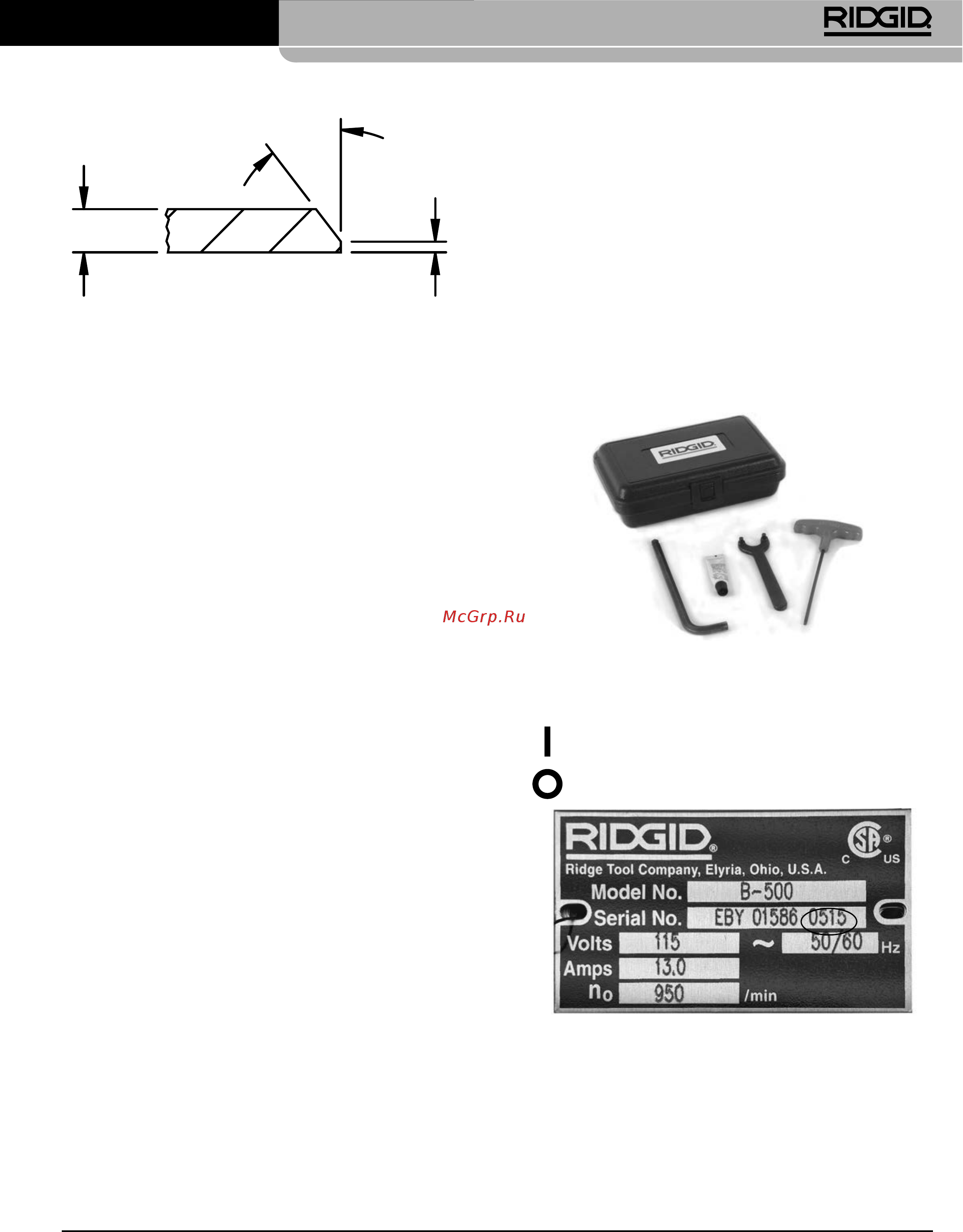Ridgid B-500 49303 [87/449] Model b 500 draagbaar pijpafschuinapparaat