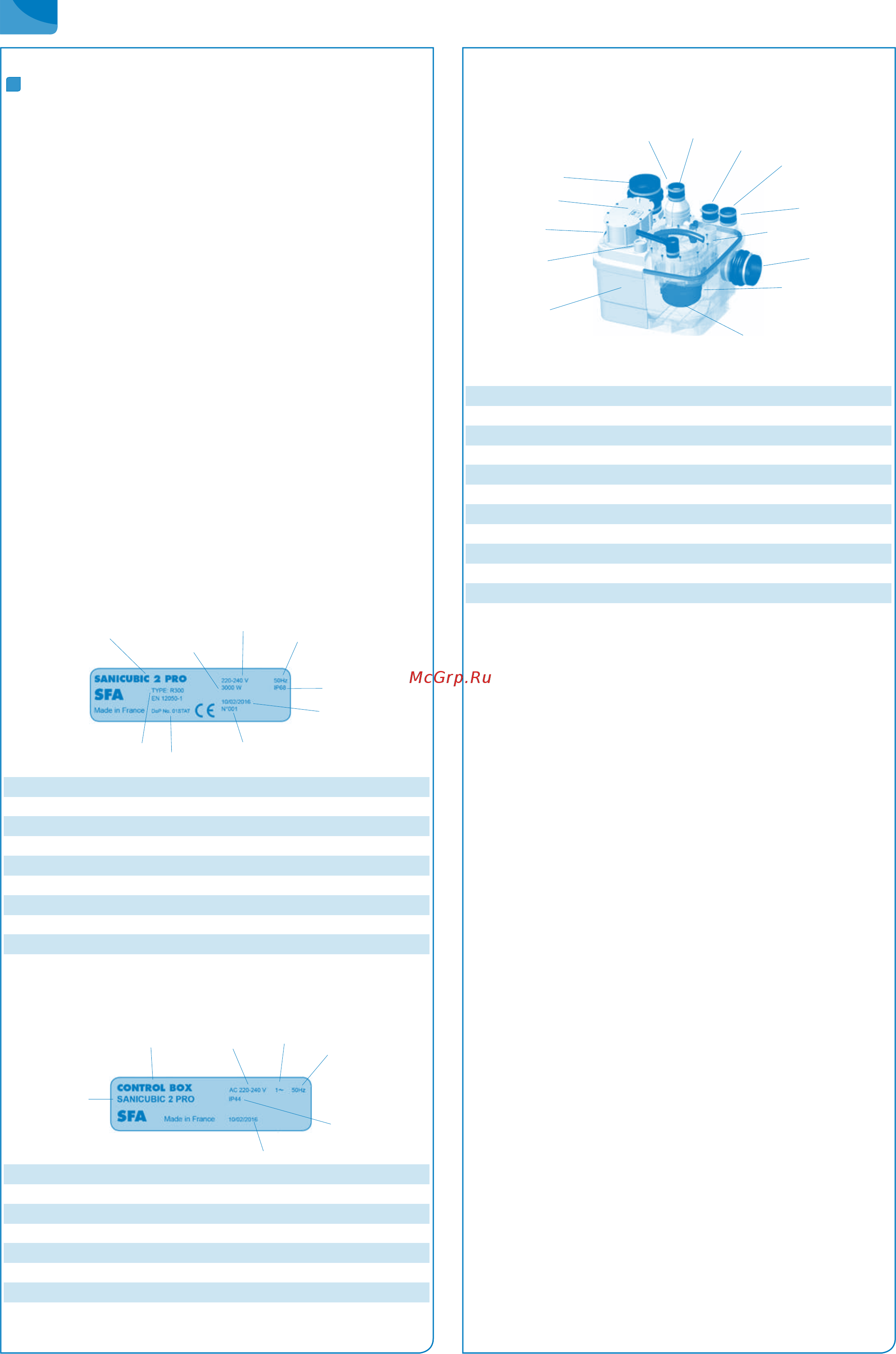 Sfa SANICUBIC PRO IP68 NM R4STDIP68NM [63/104] Beschrijving