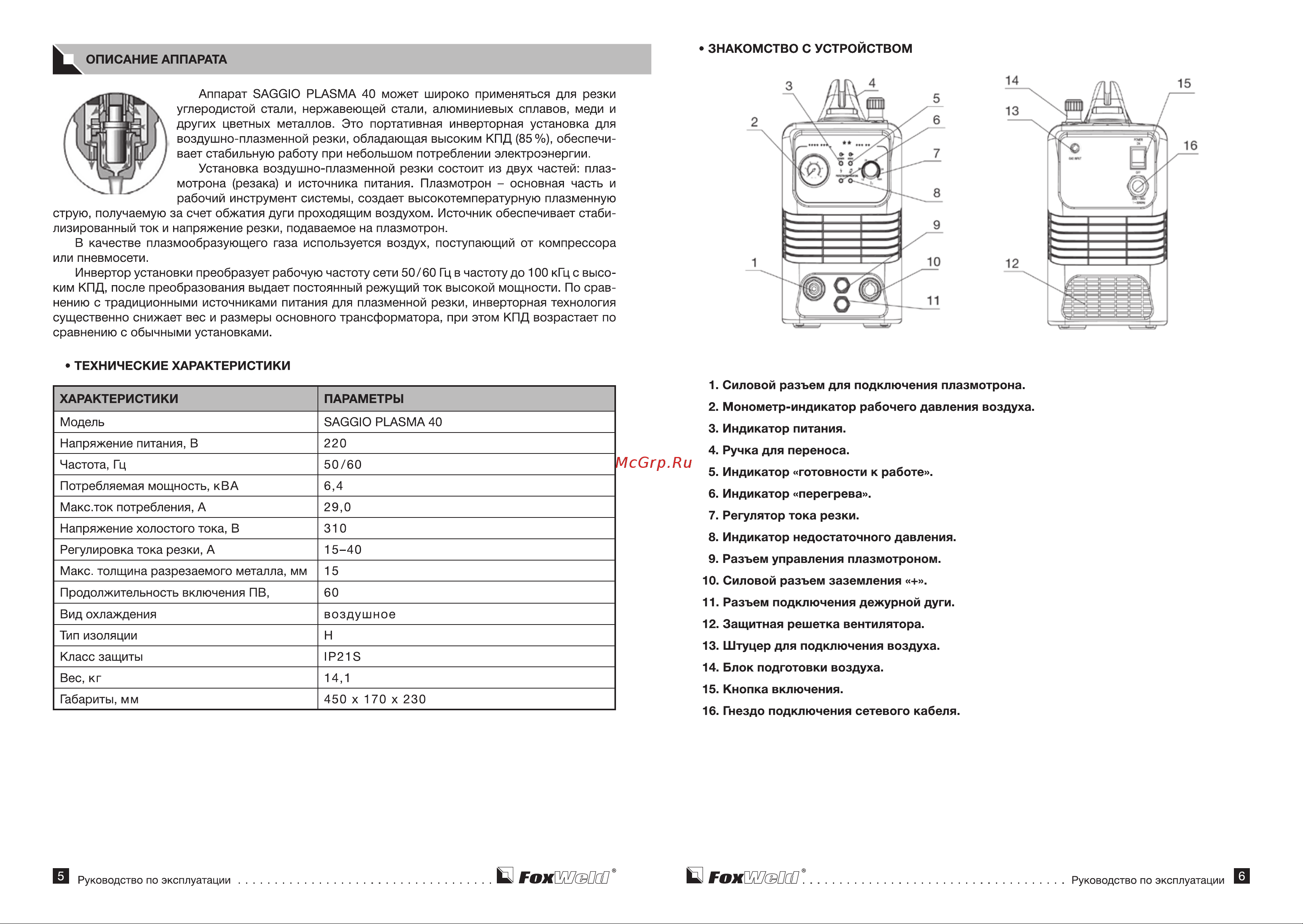 Foxweld SAGGIO PLASMA 40 (5708) [4/7] Гохшзш
