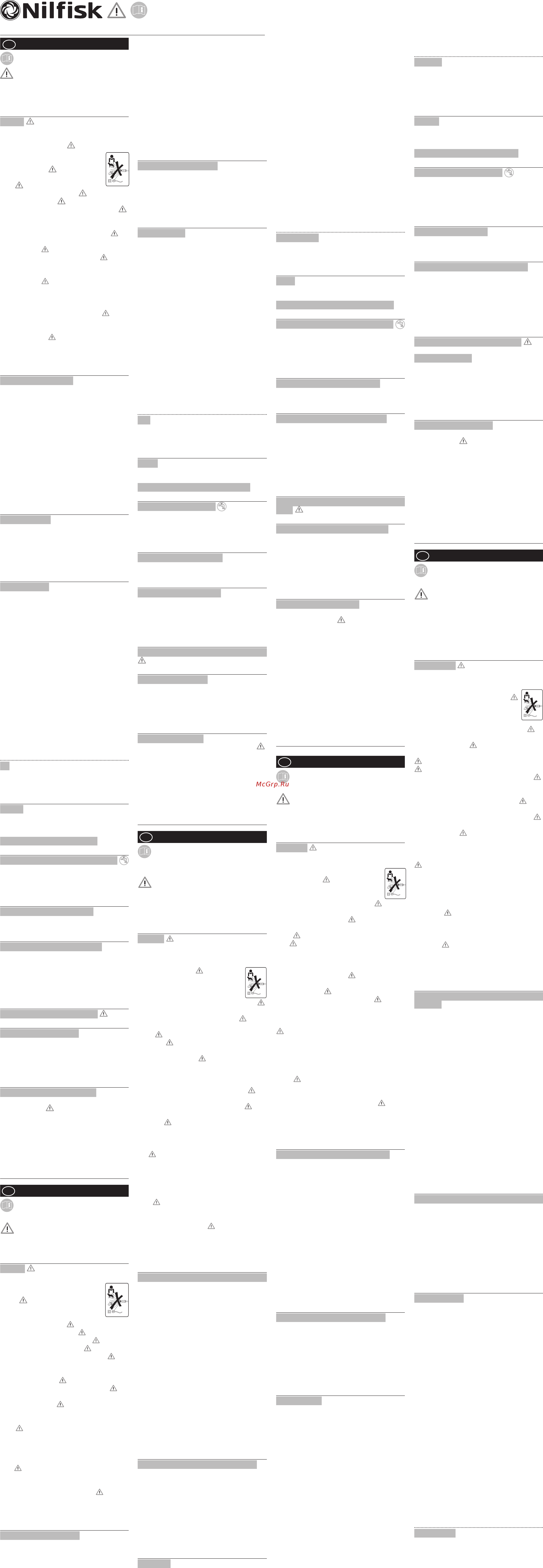 Nilfisk D-PG 140.4-9 X-TRA  EU [3/8] Instrucţiuni de siguranţă