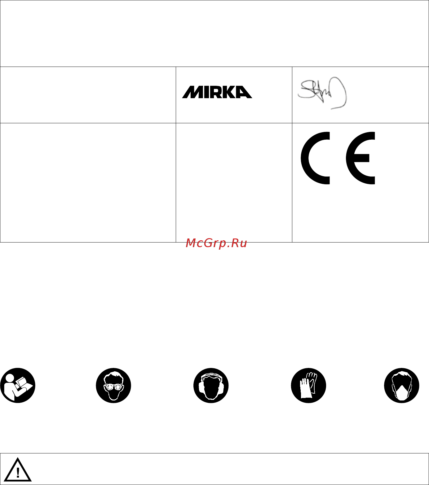 Mirka PROS625CV [111/216] 다음 사항을 읽고 준수하십시오