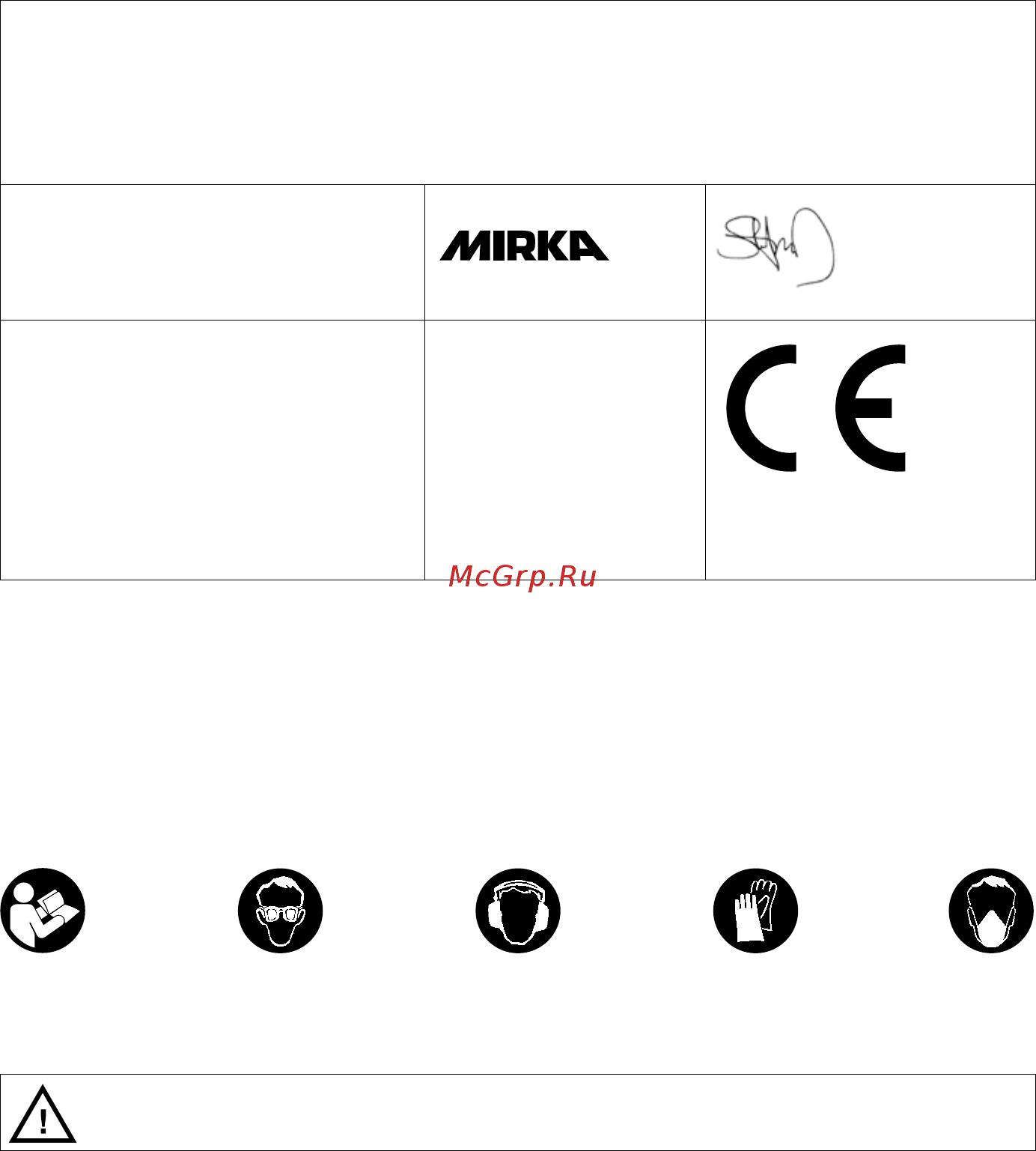 Mirka ROS550CV [202/216] Gerekli kişisel koruyucu donanım