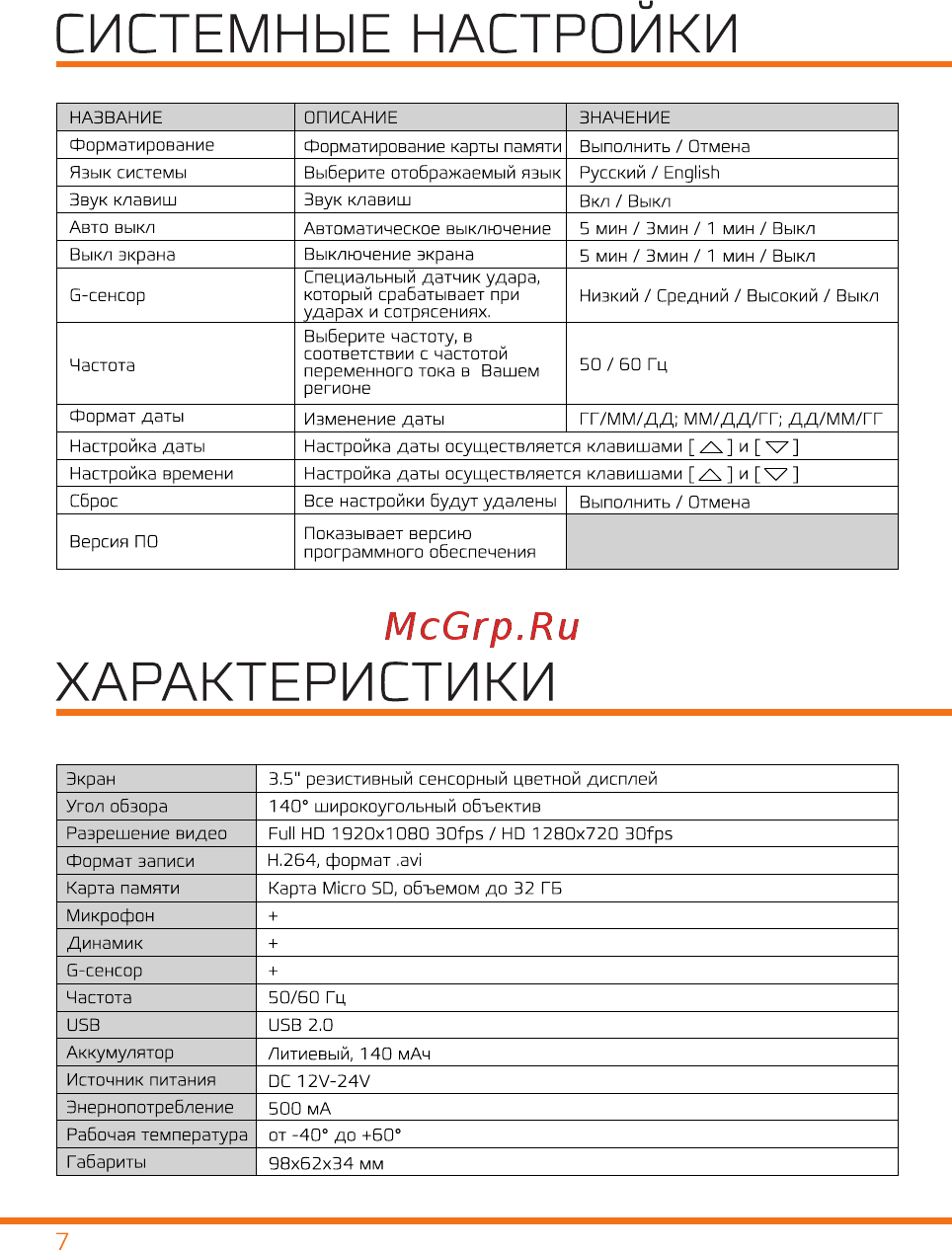 Carcam Т3 [8/9] Системные настроики