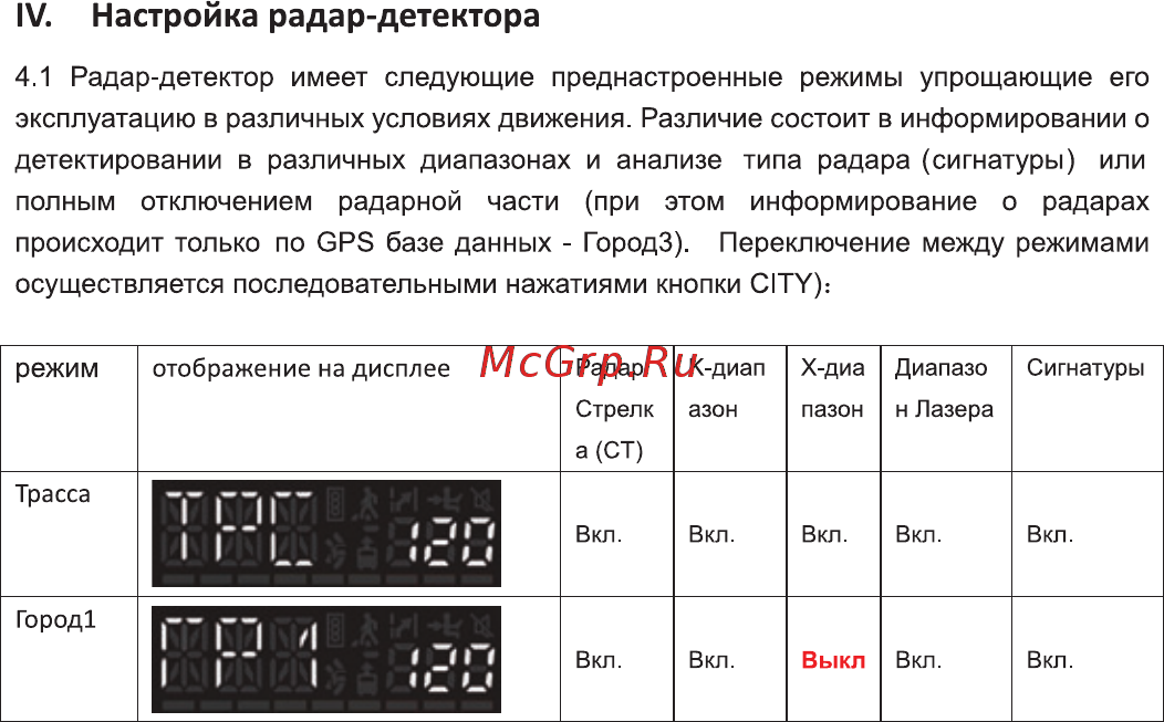 Intego ZIRCON S [7/40] Iv настройка радар детектора