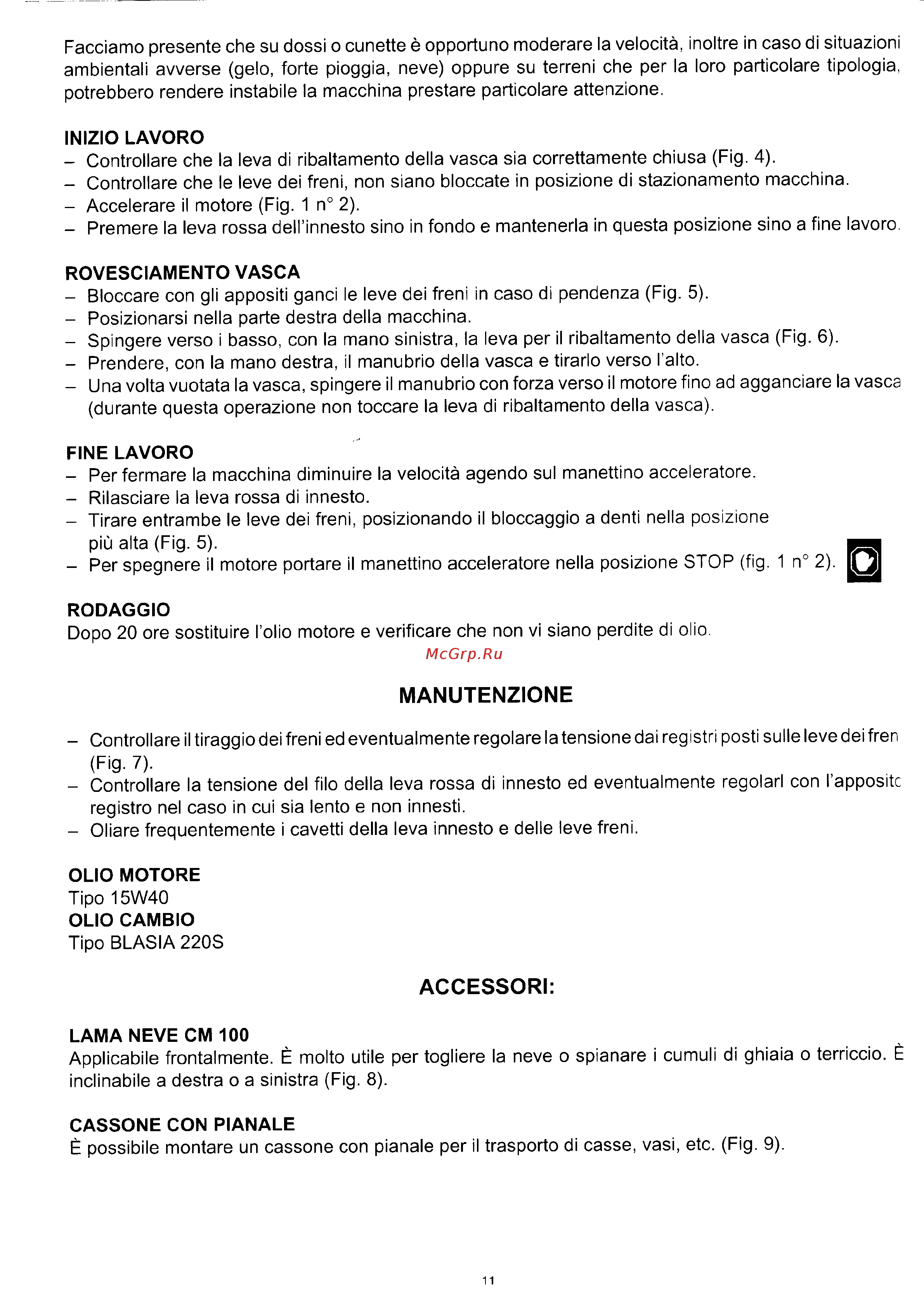 Grillo Dumper 101 [12/24] 3 tlixfn 3i tl motore portare it manettino acceteratore nella posizione srop fis 1 n 2 en