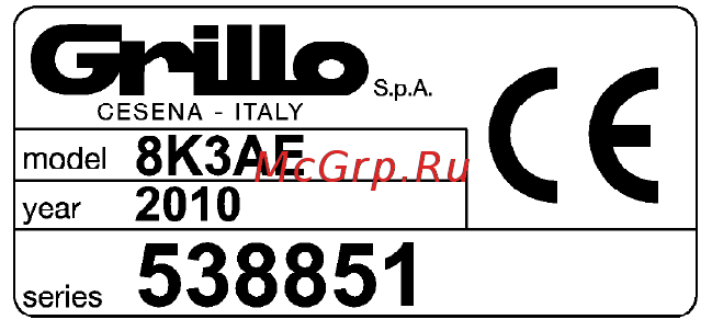 Grillo Dumper 406 [9/44] Identification and after sales service