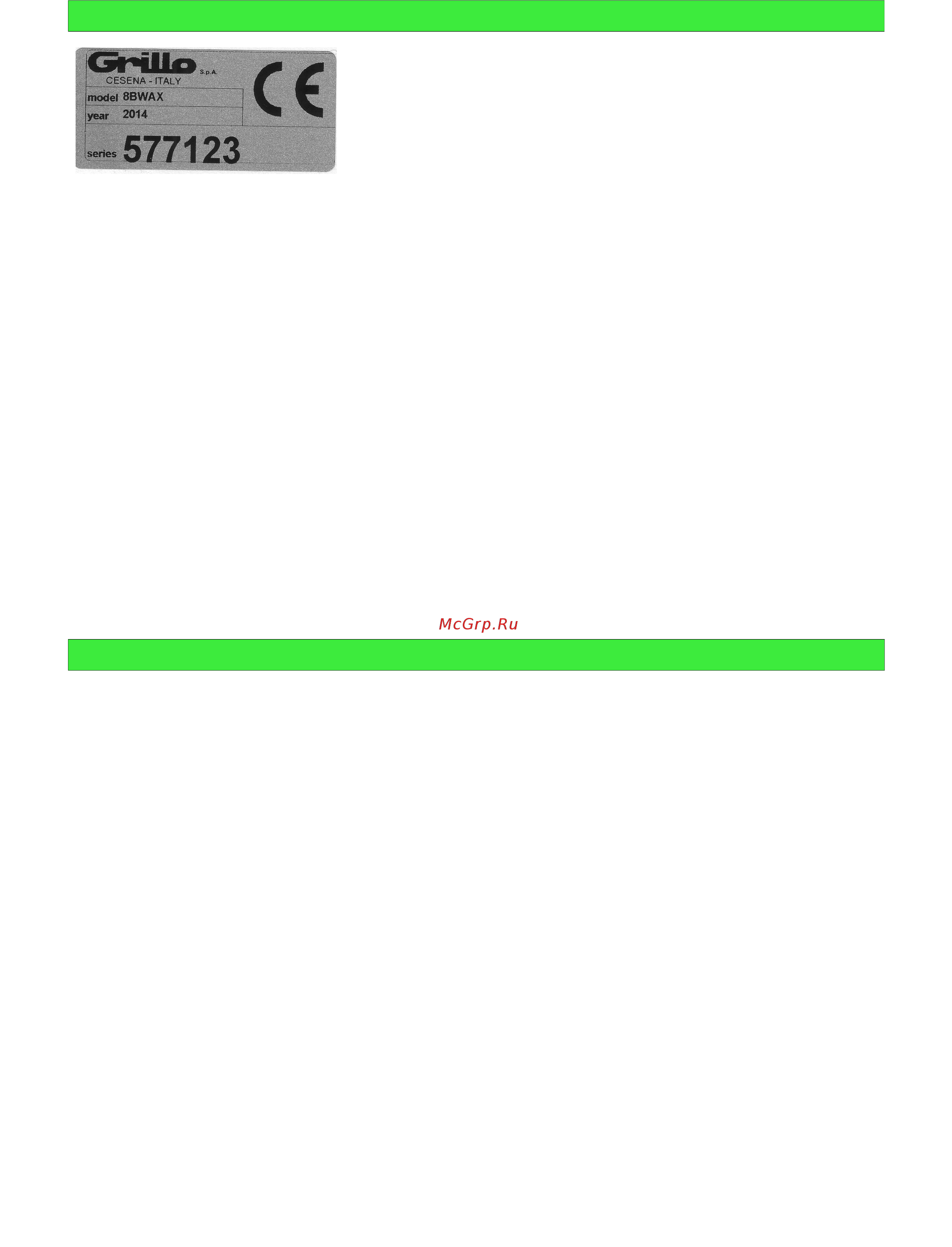 Grillo CL 62 [17/56] Caratteristiche tecniche