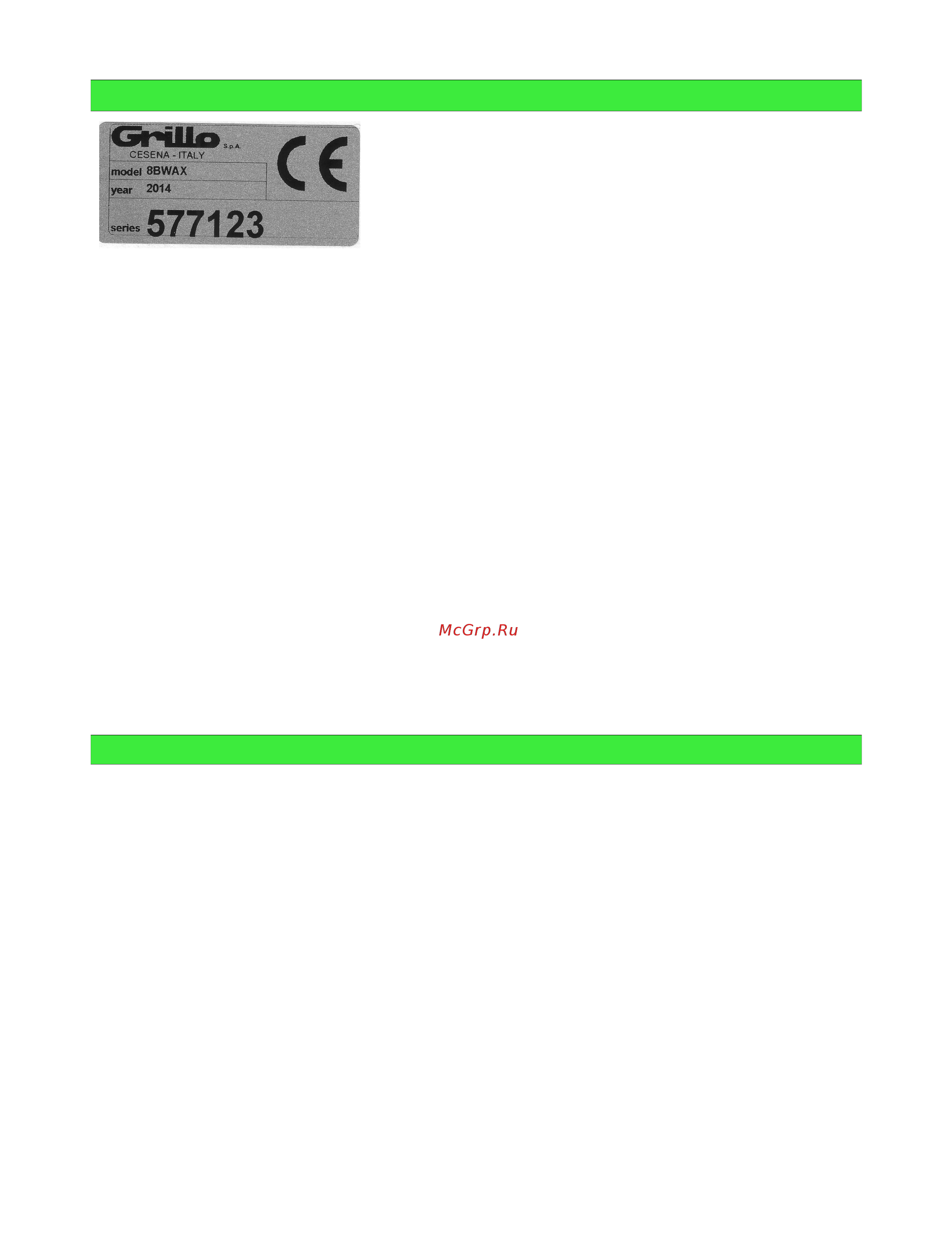 Grillo CL 62 [34/56] Identifikation der maschine und kundendienst