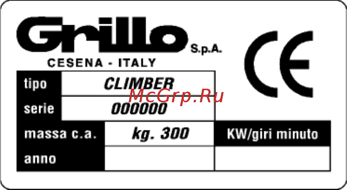 Grillo Climber 910 [29/64] Identification et assistance