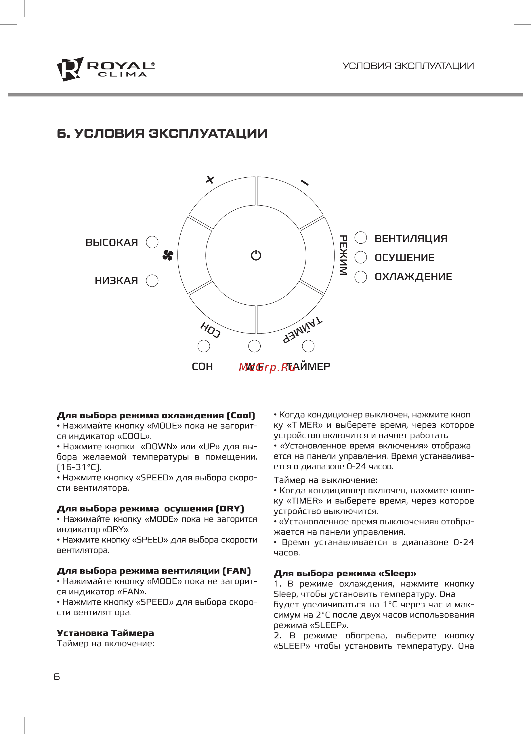 Royal Clima RM-MD45CN-E [6/16] Б условия эксплуатации
