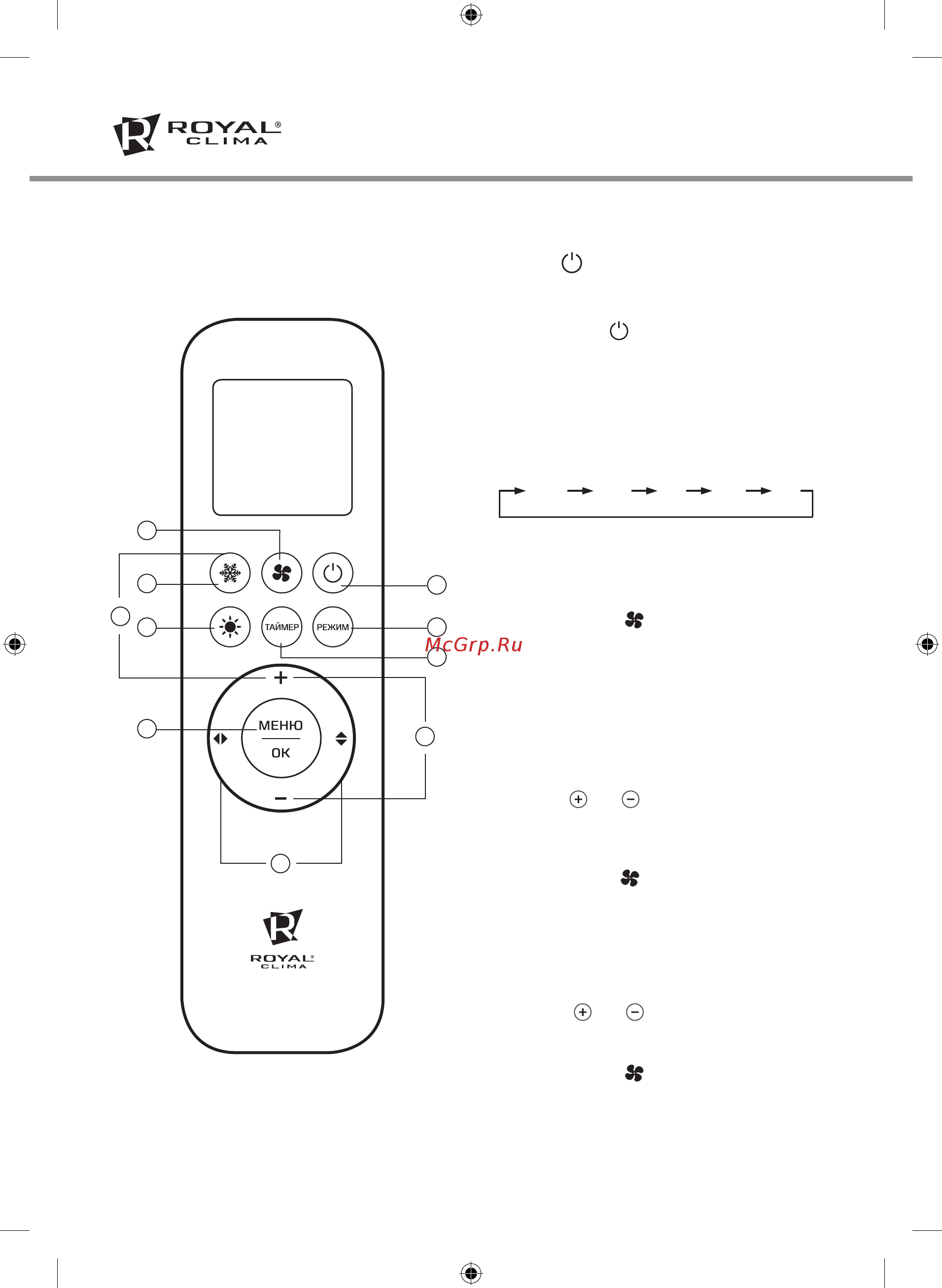 Royal Clima CO-4C 36HNI /CO-4C/pan 8D2/CO-E 36HNI [6/24] Управление кондиционером