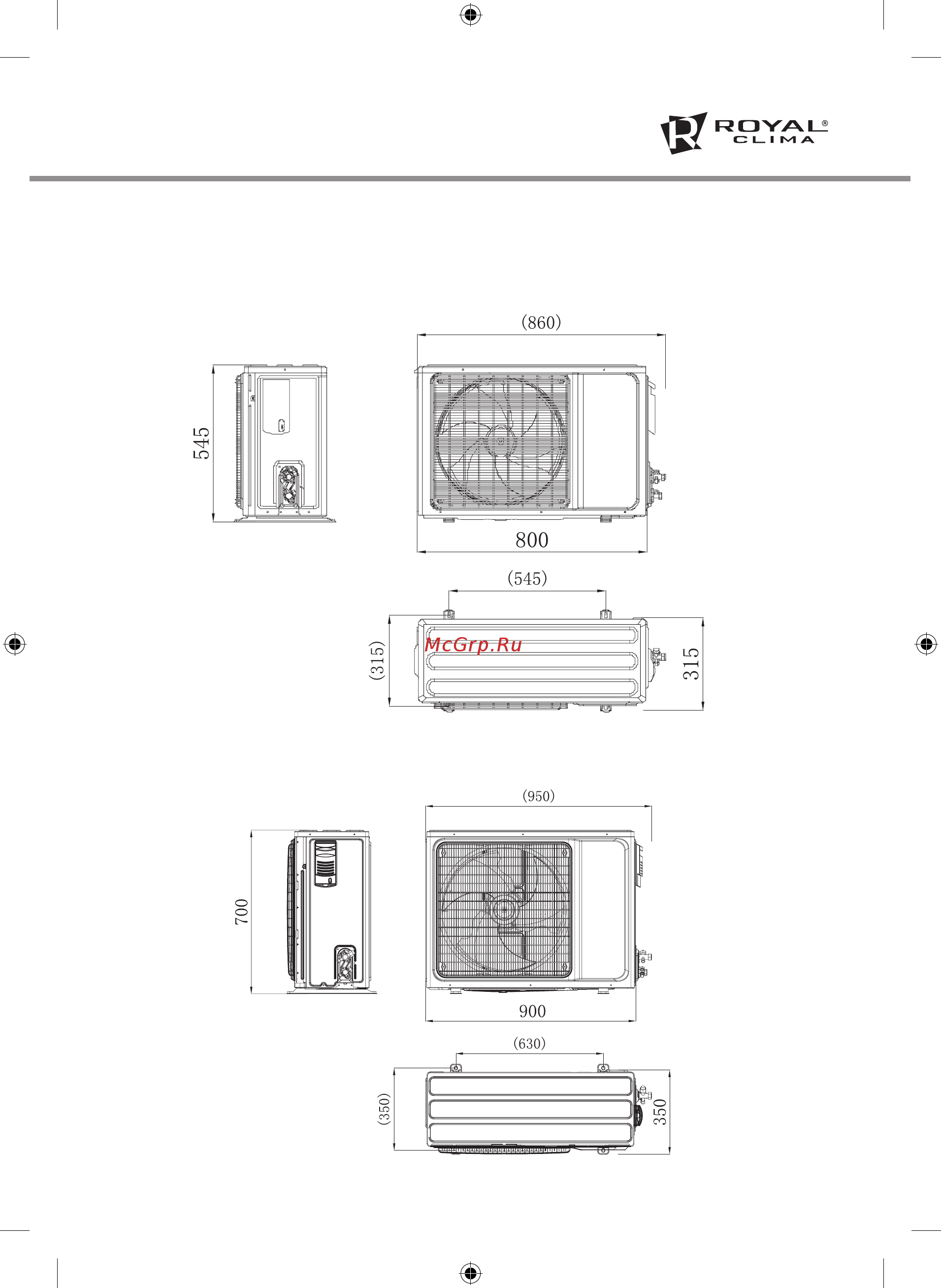 Royal Clima CO-D 60HNI /CO-E 60HNI [11/20] Установочные размеры