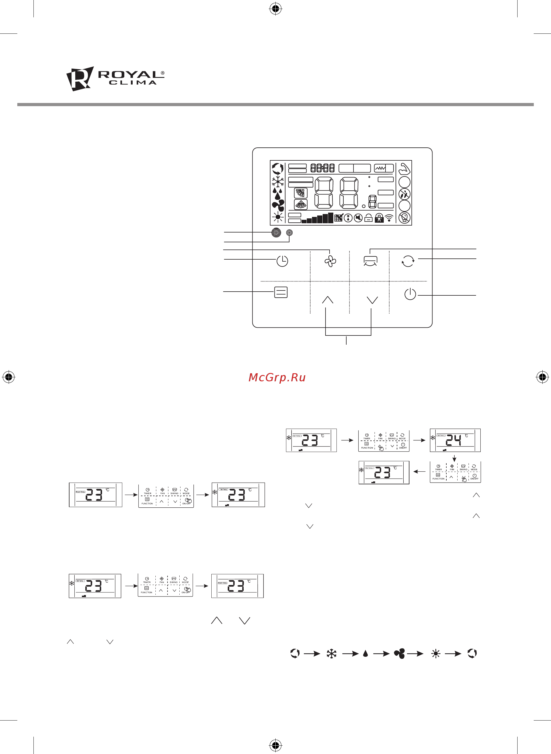 Royal Clima CO-D 60HNI /CO-E 60HNI [6/20] В режиме выбора функций нажмите кнопку