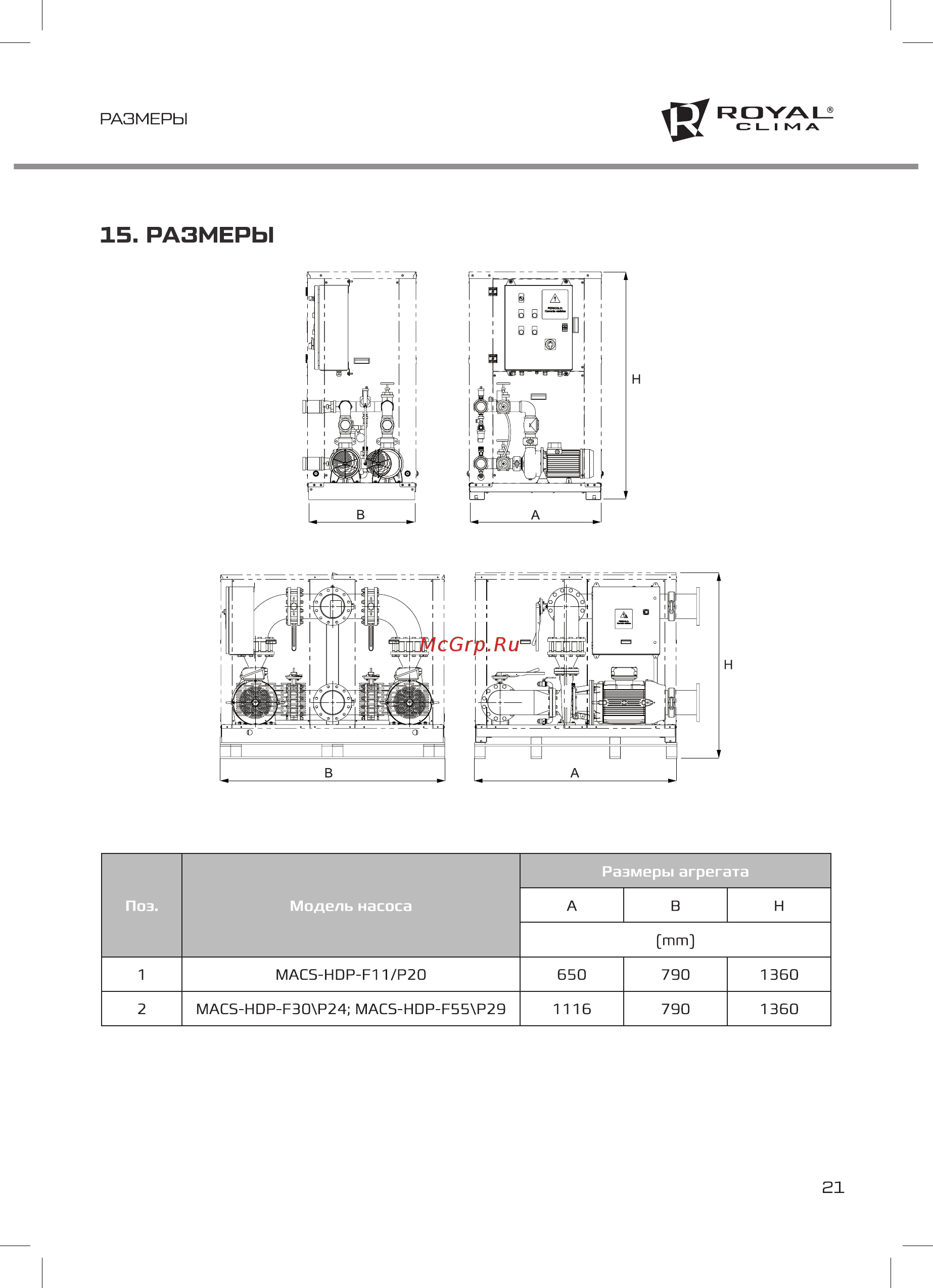 Royal Clima MACS-HDP-F11/P20 [21/32] Размеры