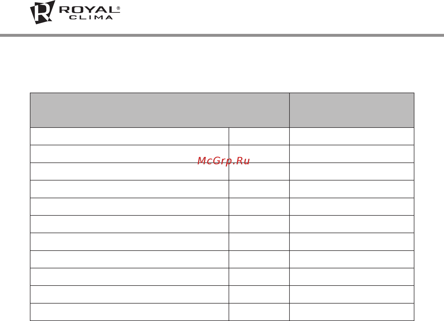 Royal Clima RUH-AN300/4.0E-BL [10/26] Комплектация