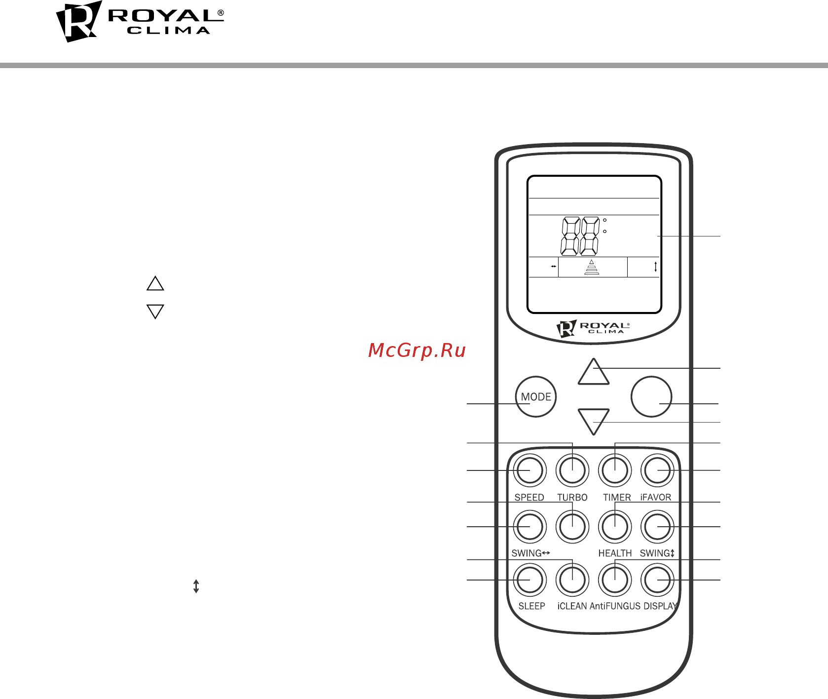 Royal Clima CO-4C 60HN [6/20] Управление кондиционером