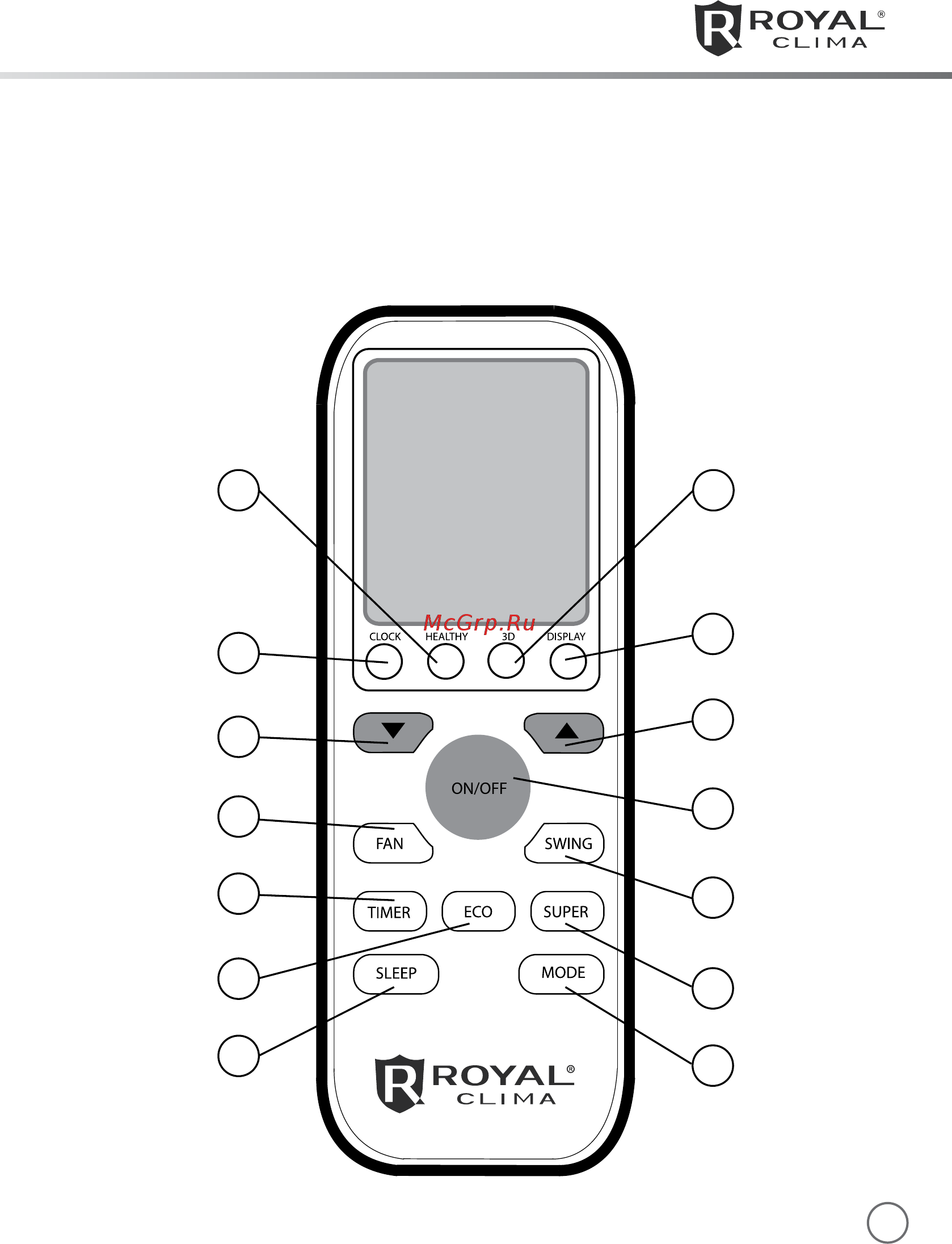 Royal Clima RCE-09H [7/20] Управление кондиционером
