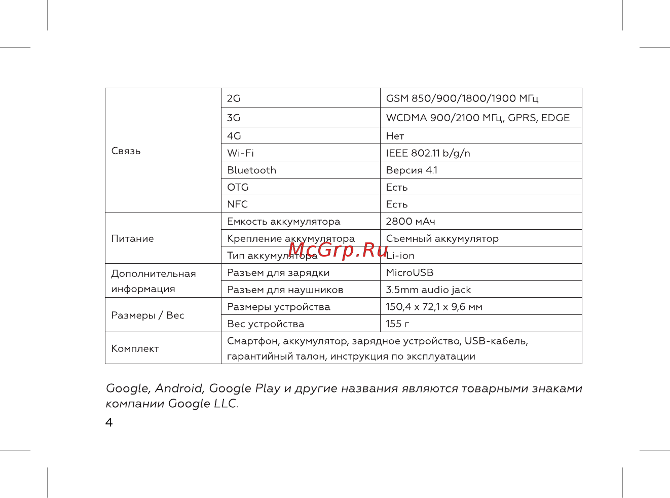 BQ 737520 [6/72] Google android google play и другие названия являются товарными знаками компании google llc