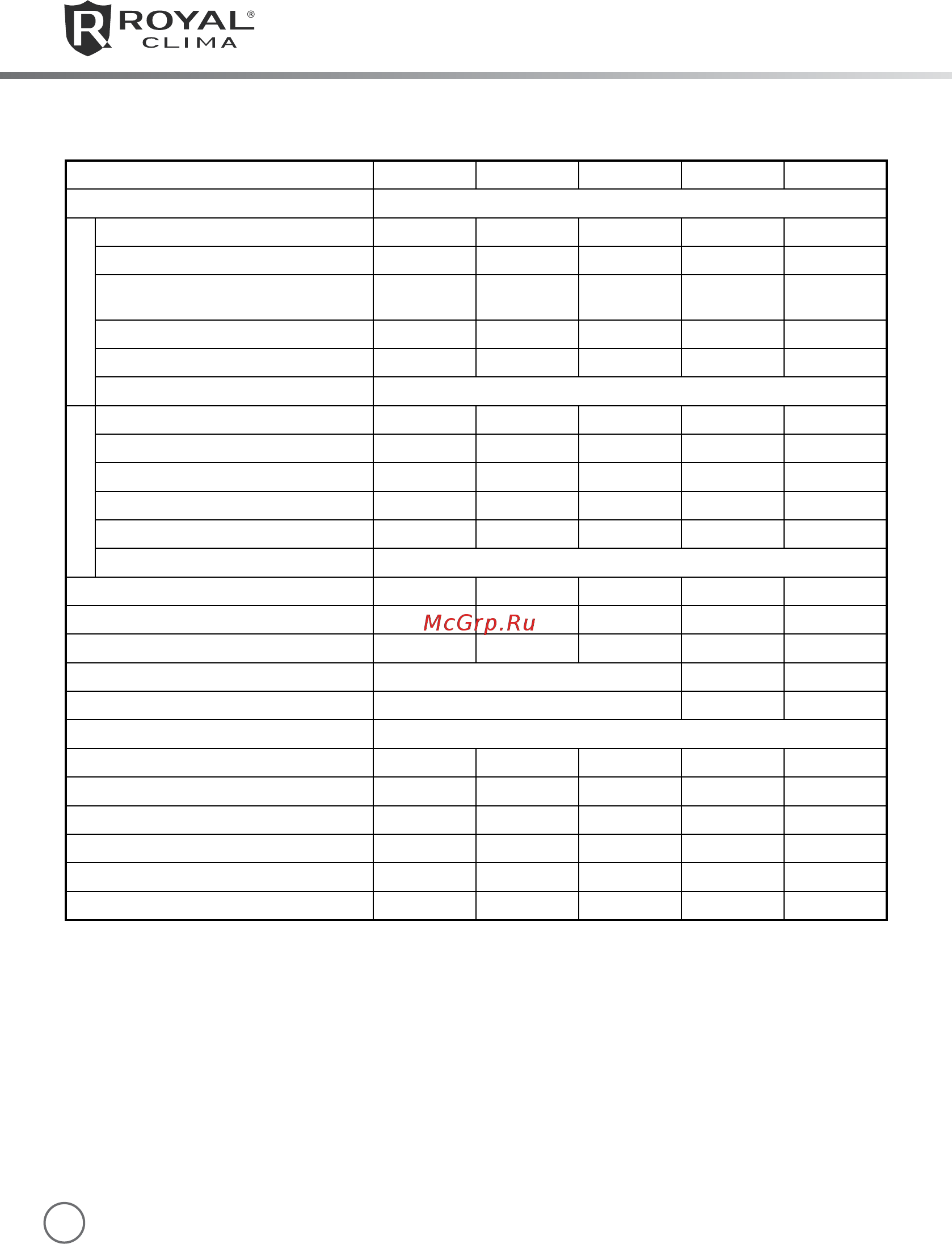 Royal Clima RCF-24H [12/20] Технические характеристики