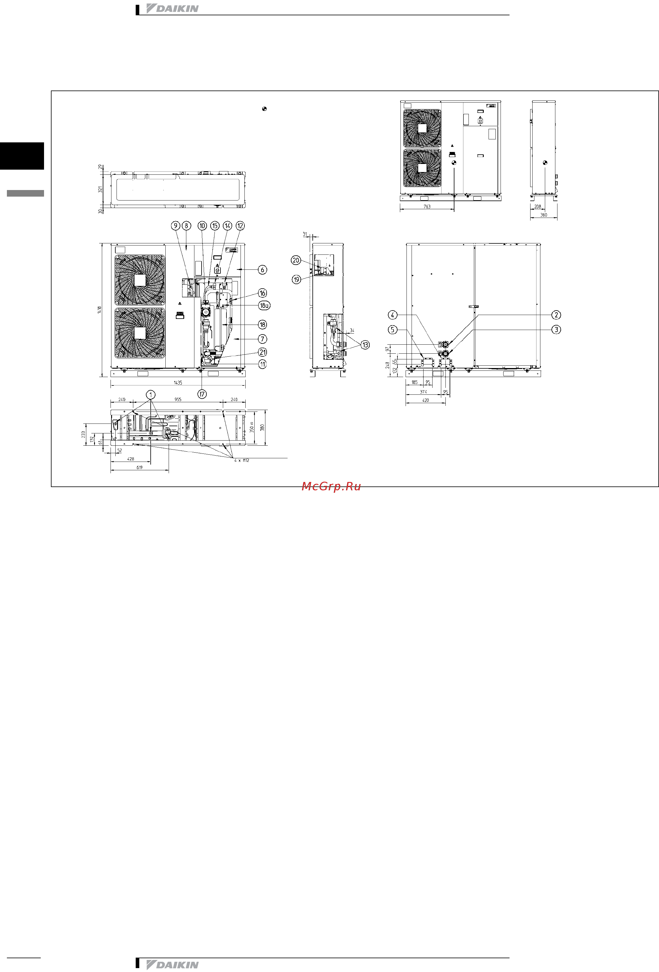 Daikin EWAQ013ACW1 [12/18] Чертеж в масштабе и центр тяжести