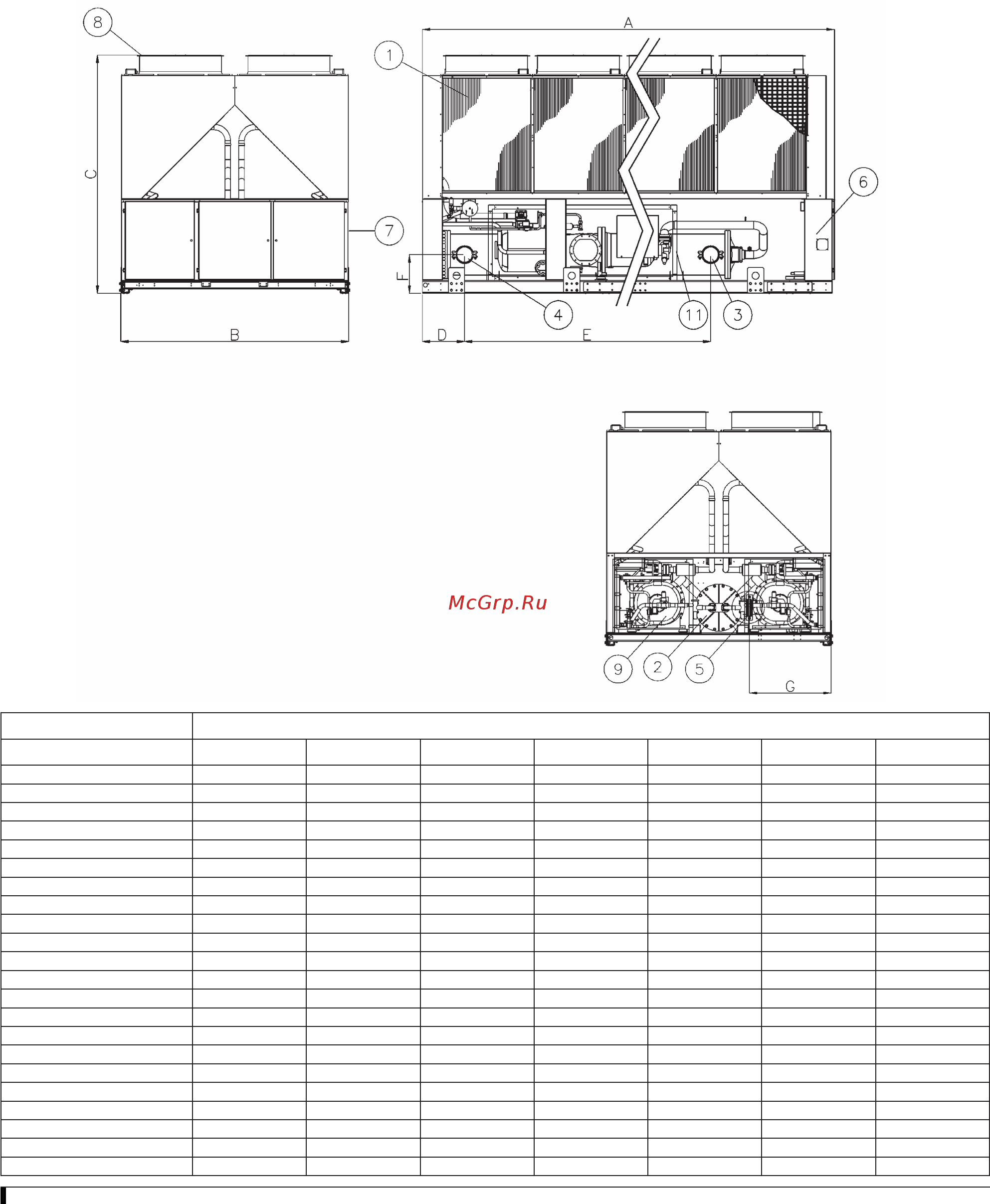 Daikin EWAD590D-HS Размерные чертежи онлайн