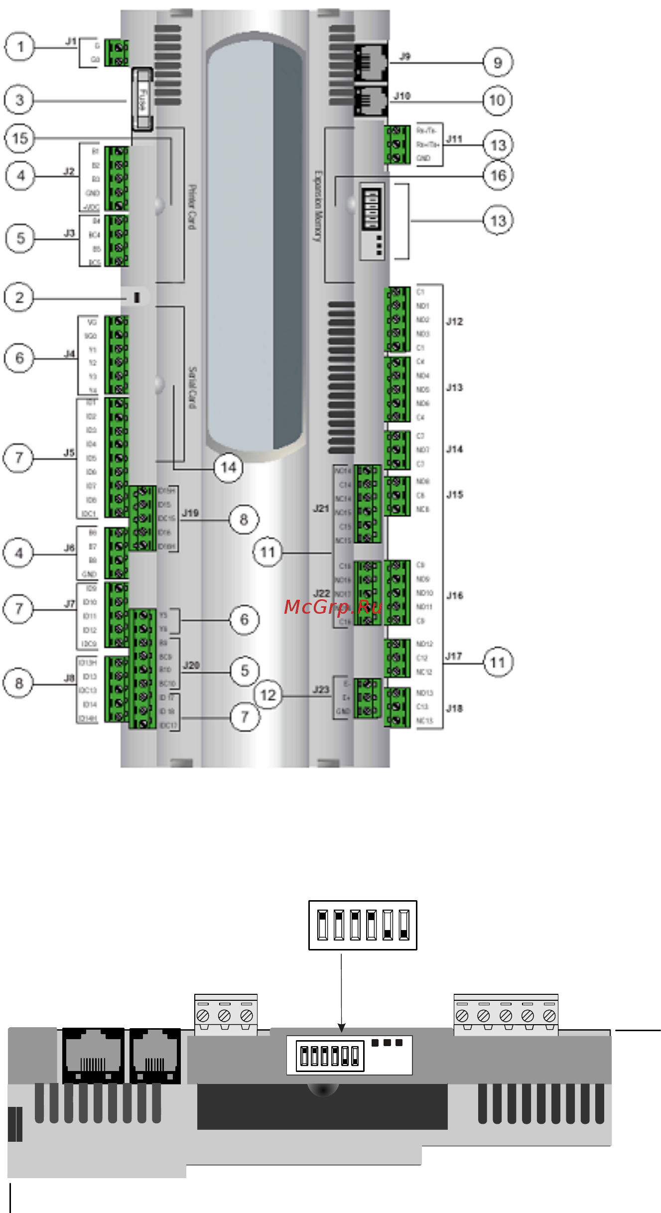 Daikin EWWD380BJYNN [8/40] Микропроцессорная плата плата управления содержит аппаратное и программное обеспечение необходимое для отслеживания состояния агрегата и управления агрегатом рис 3 микропроцессорная плата
