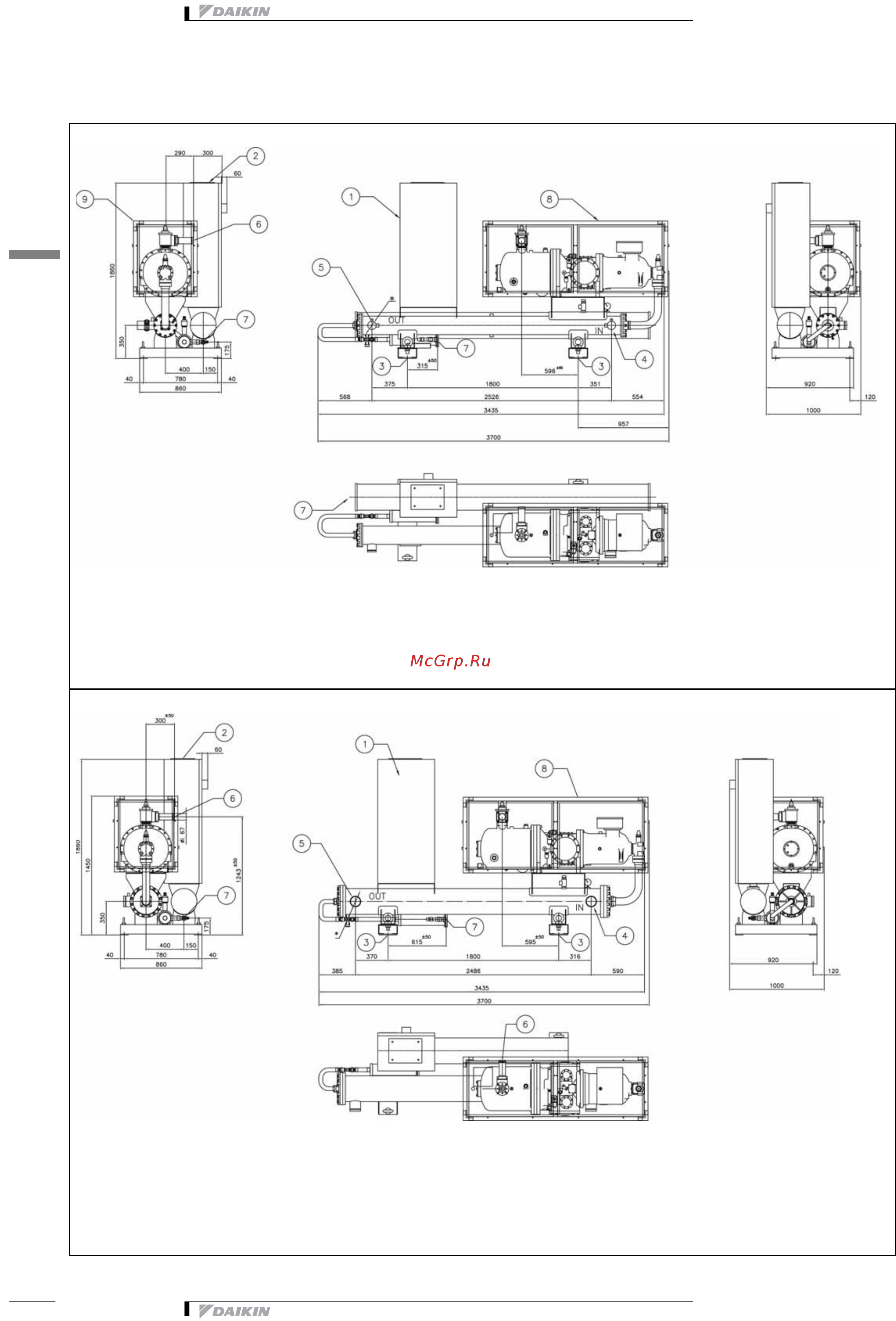 Daikin EWWD500DJYNN [42/48] Чертеж в масштабе