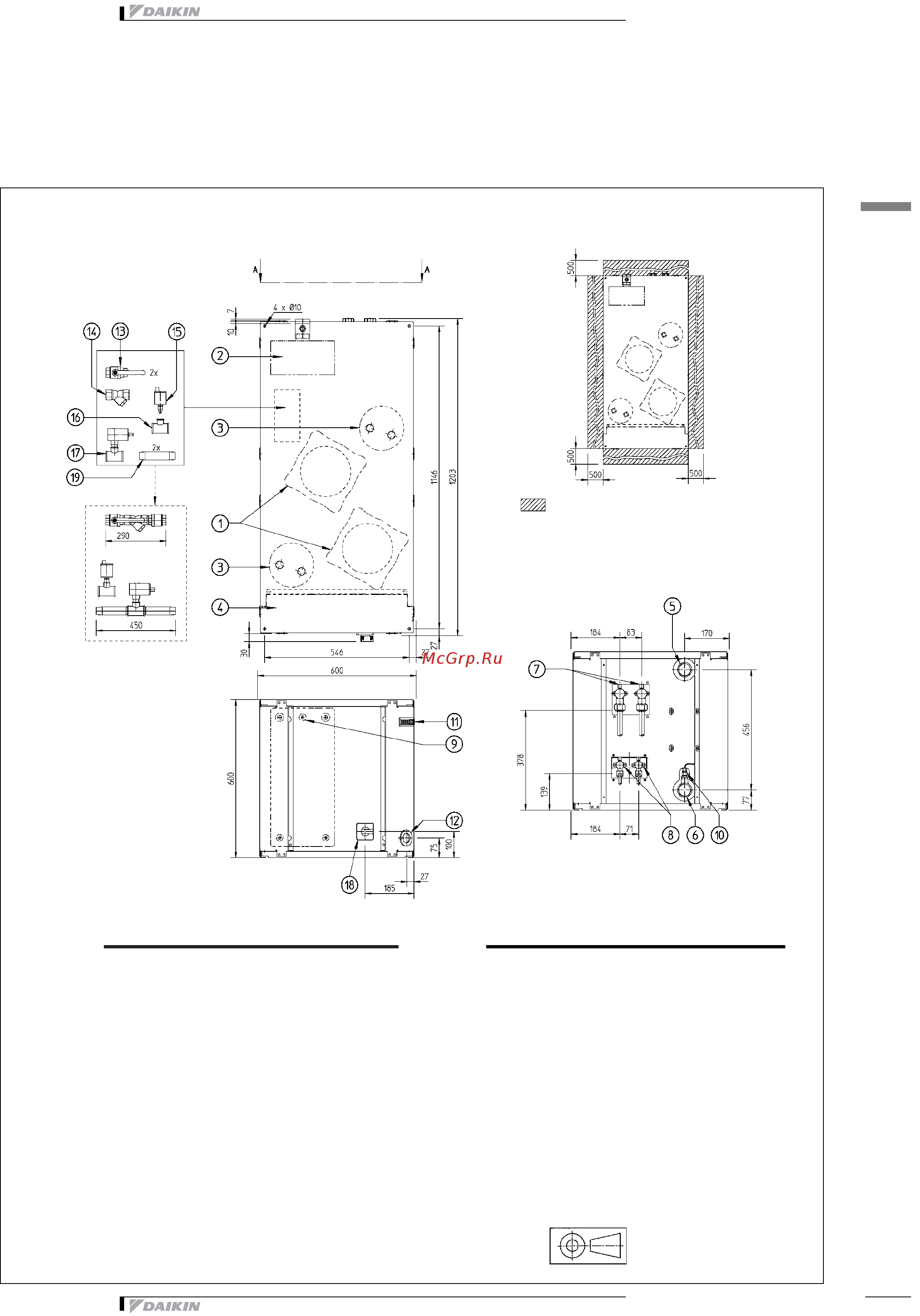 Daikin EUWL16KZW1 [15/24] Чертеж в масштабе и центр тяжести