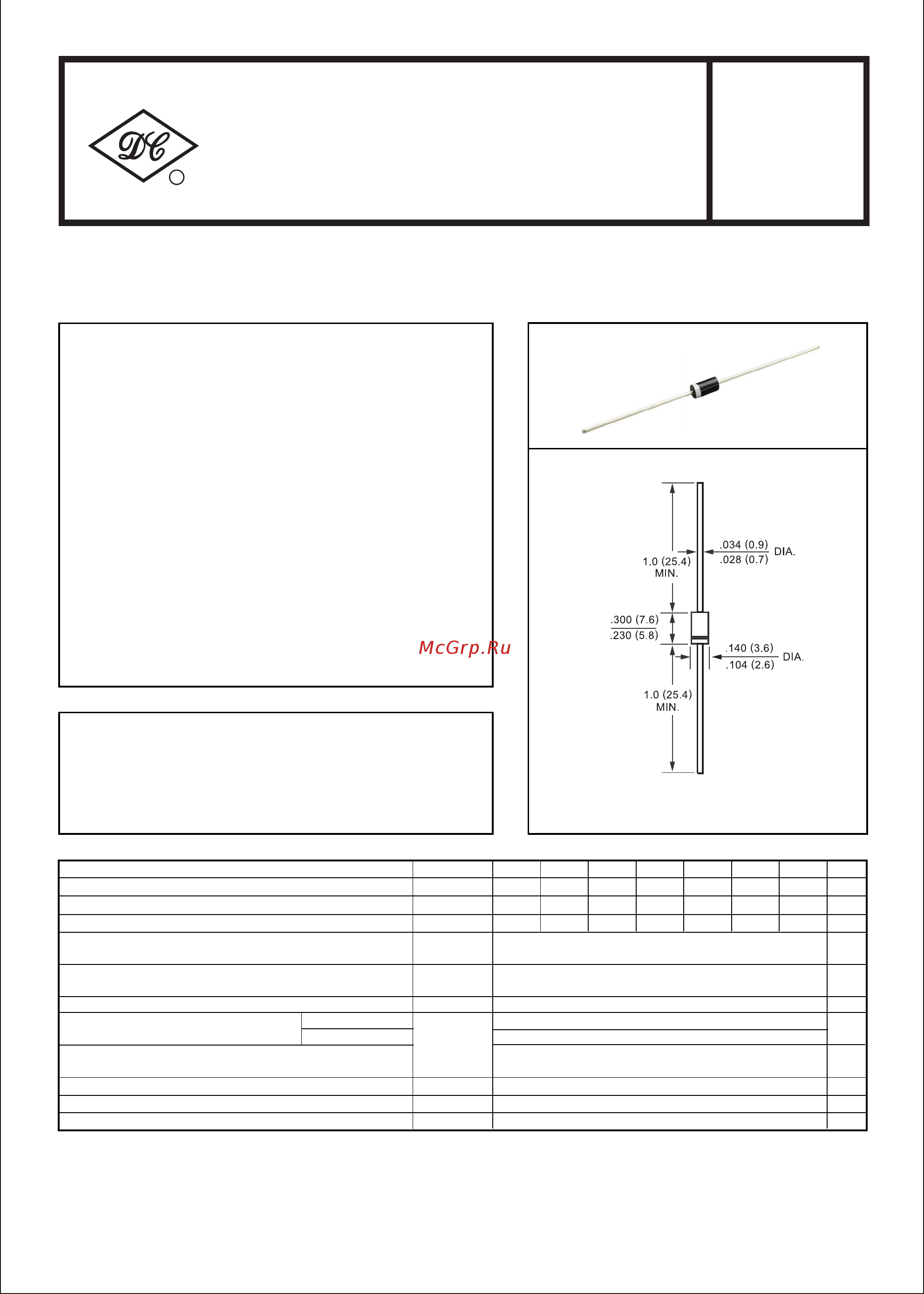 DC COMPONENTS 1N5398 Инструкция по эксплуатации онлайн