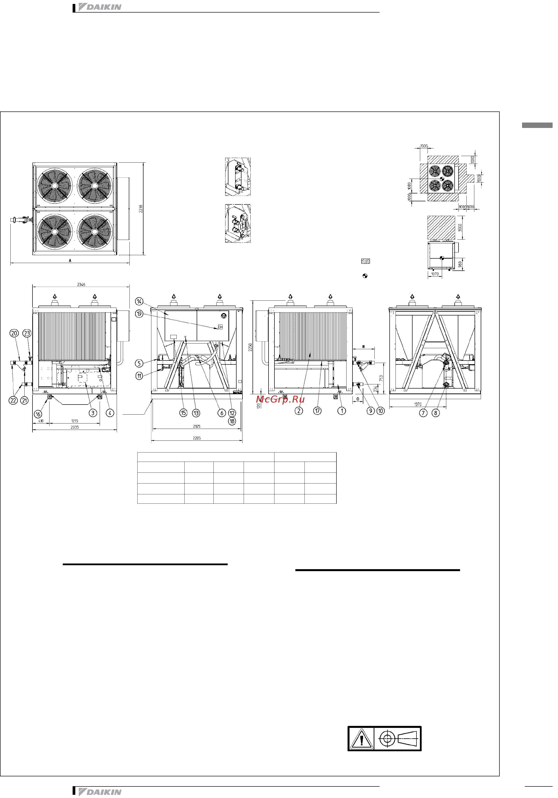 Daikin EWAP200MBYN [17/38] Чертеж в масштабе и центр тяжести