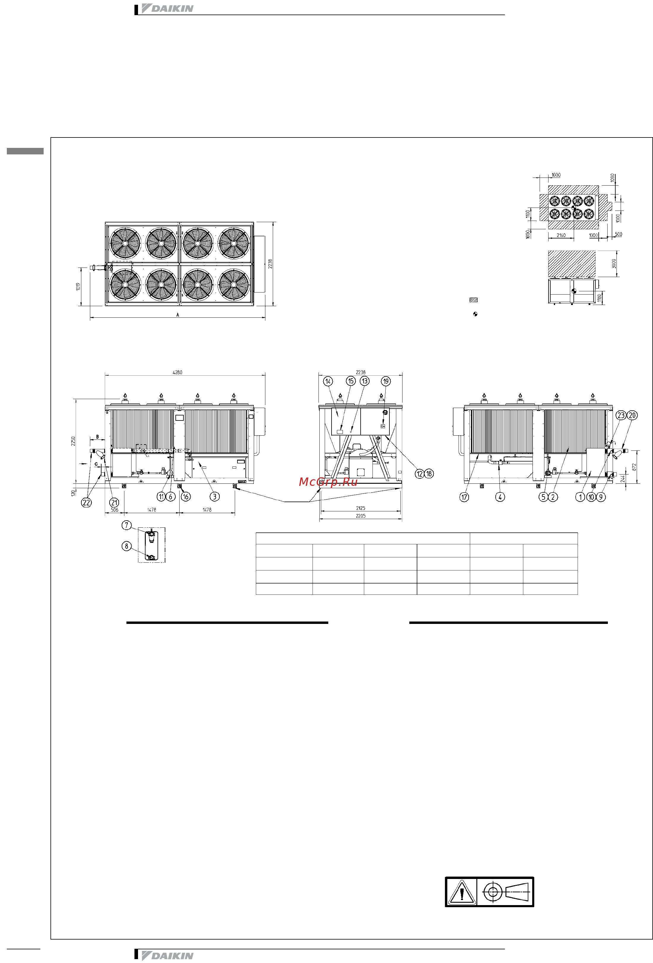 Daikin EWAP200MBYN [18/38] Чертеж в масштабе и центр тяжести