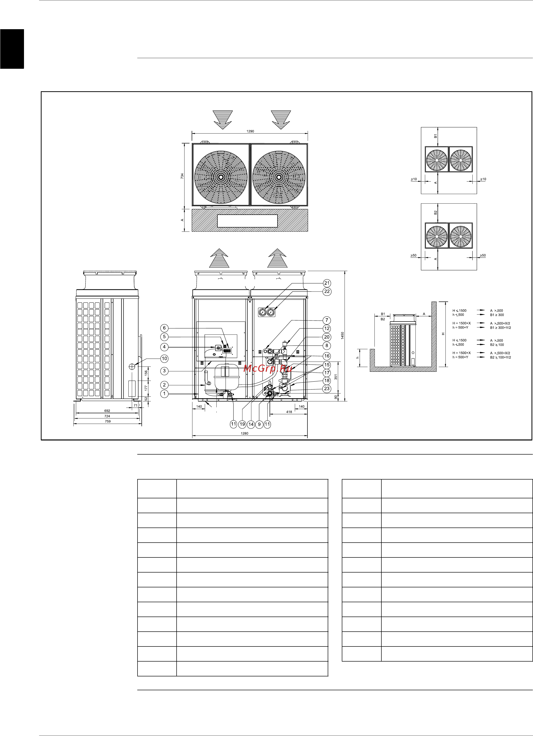 Daikin EUWAC5FZW [67/264] Outlook drawing euwap10 12kzw1