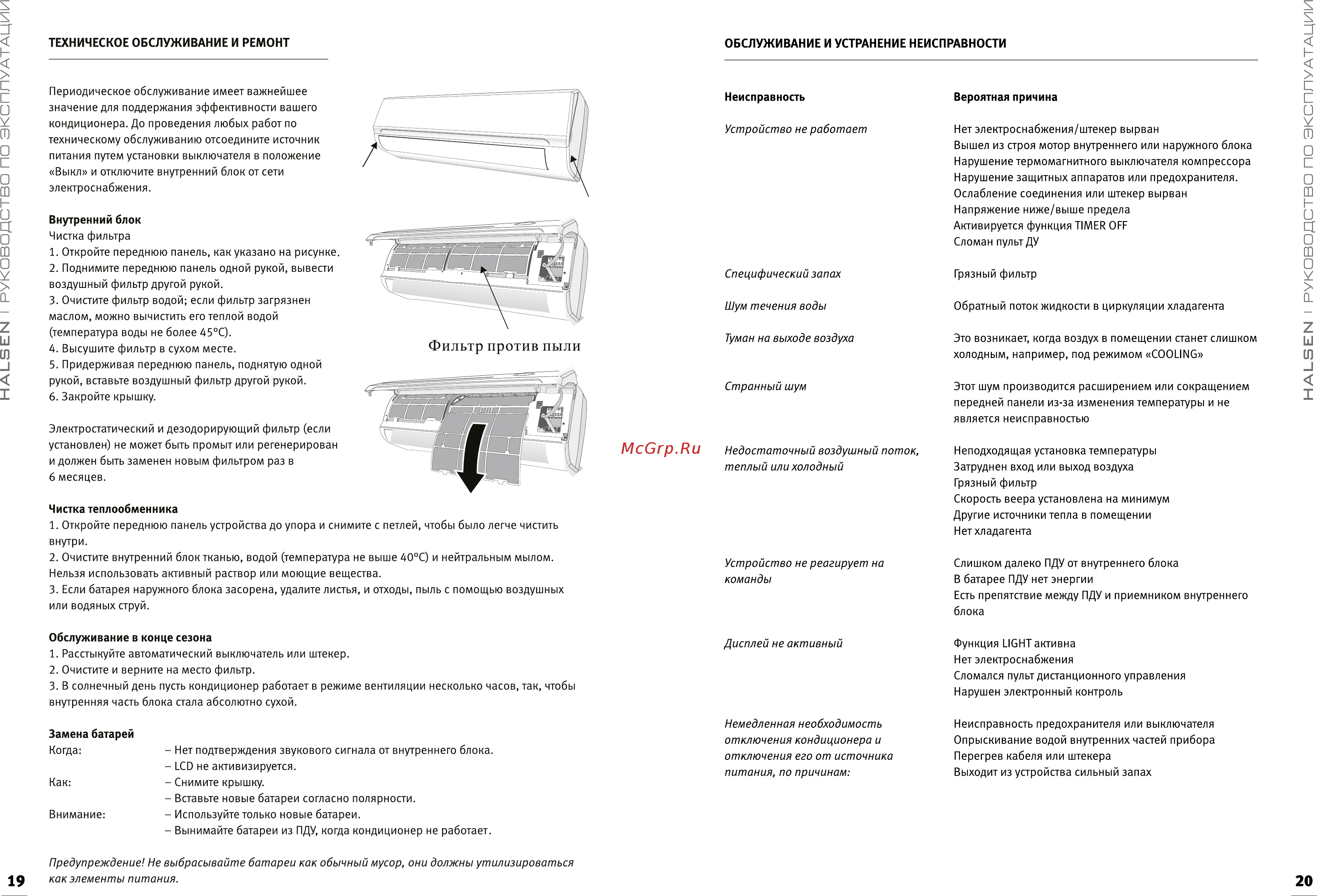 Halsen HM-18 [12/17] Устройство не работает