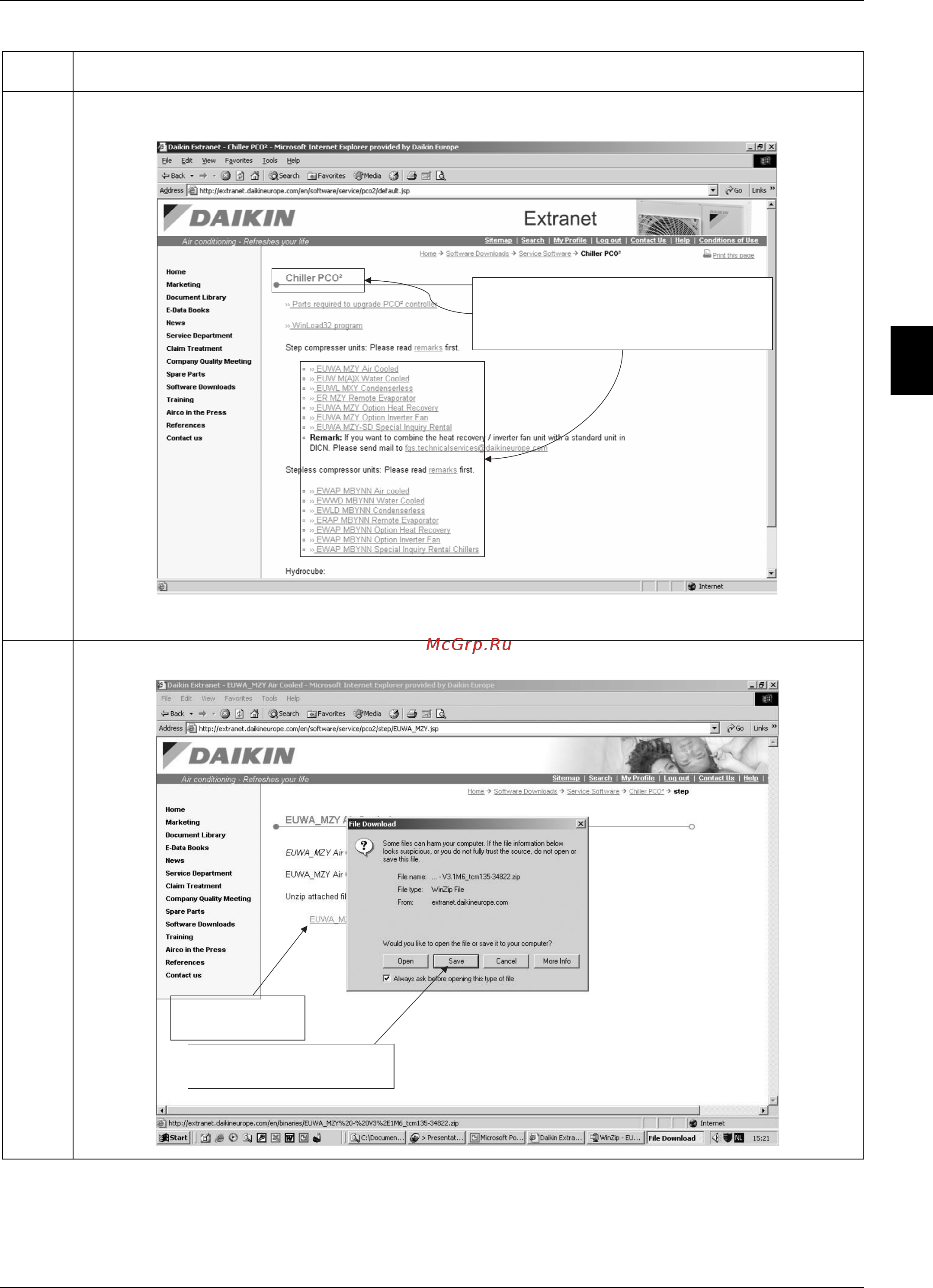 Daikin EWWQ550AJYNN/A [97/130] Go back to the pco² software download page on the extranet