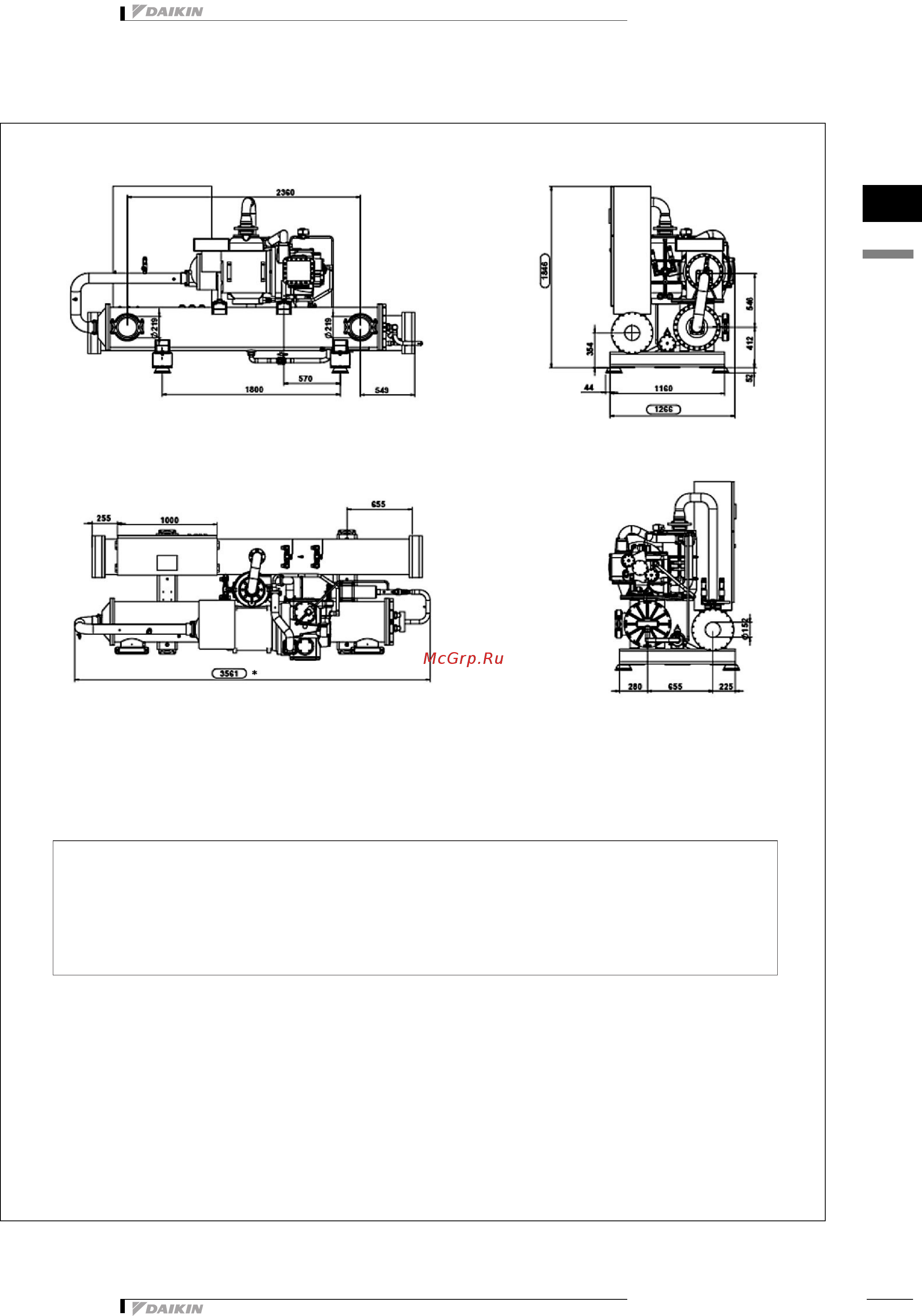 Daikin EWWQC16AJYNN [18/82] Чертеж в масштабе и центр тяжести
