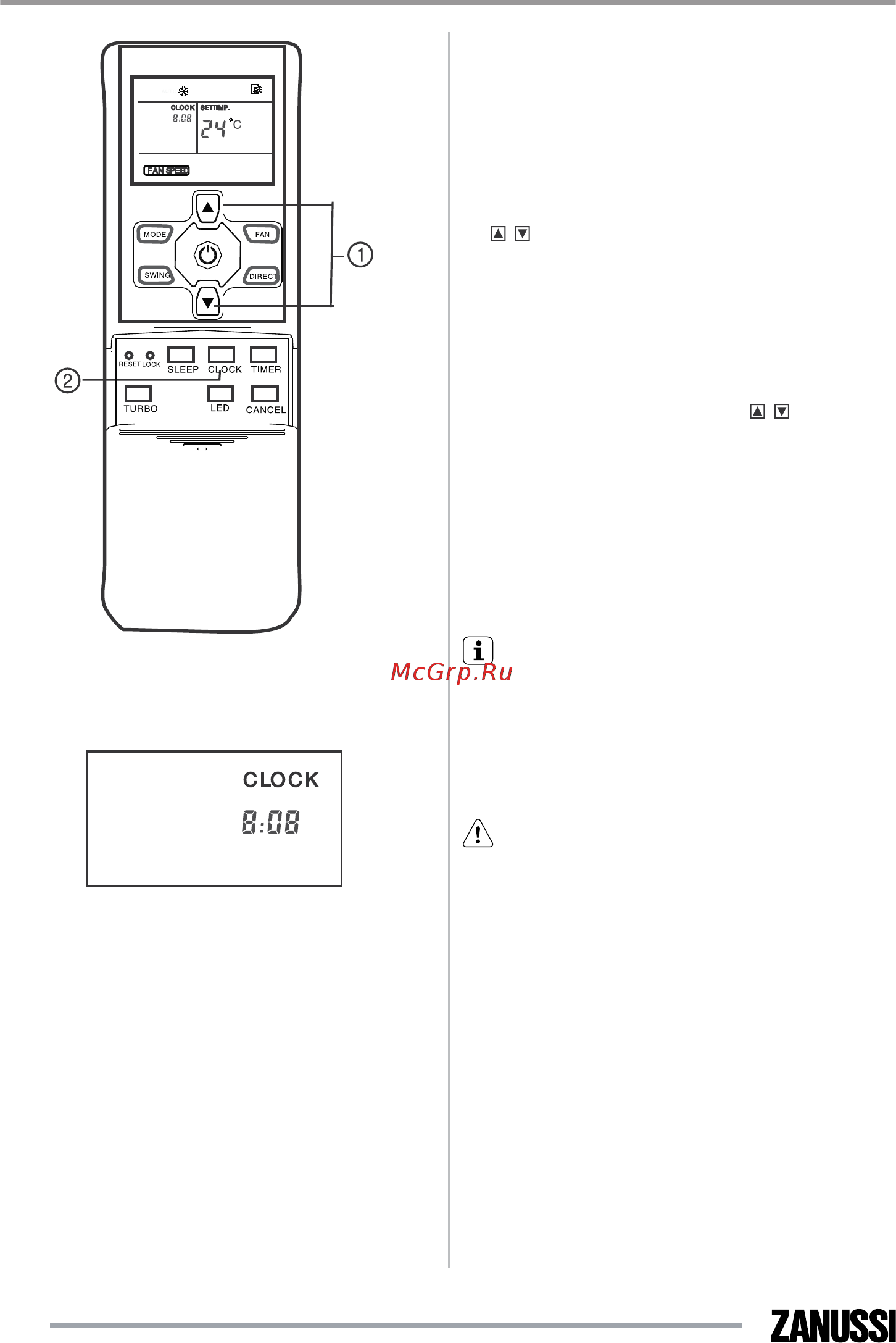 Zanussi ZACO-14 H2 FMI/N1 [14/28] Установка часов