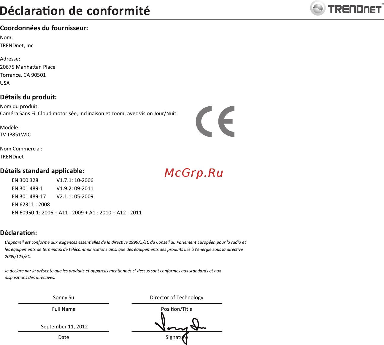Trendnet TV-IP851WIC Руководство по быстрой установке онлайн [6/10] 40941
