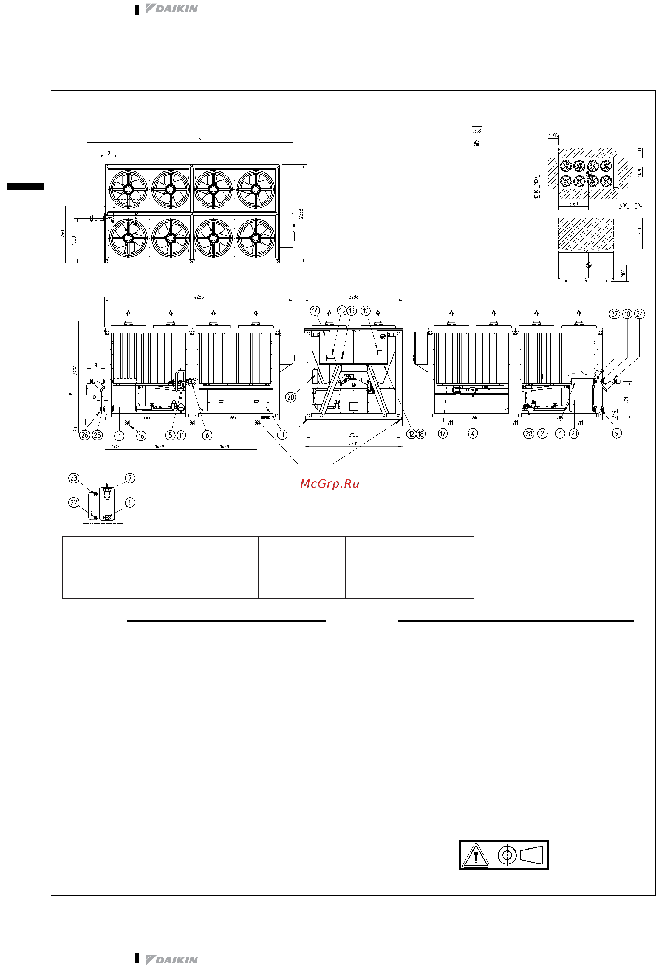 Daikin EWTP540MBYN [22/44] Чертеж в масштабе и центр тяжести
