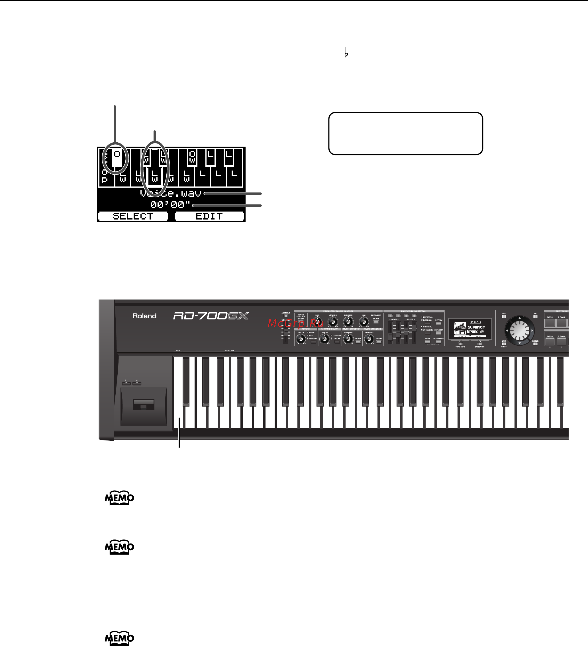 Roland RD-700GX [72/205] Для остановки воспроизведения файла нажмите на клавишу ао