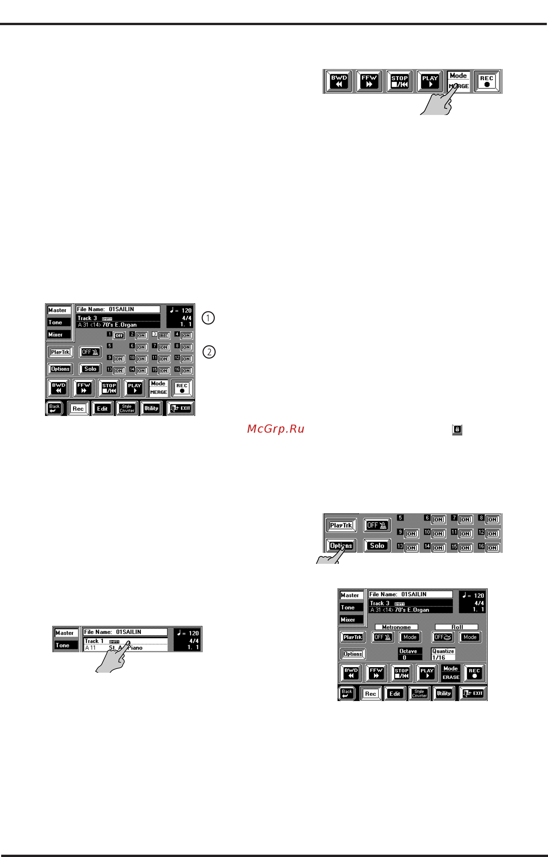 Roland VA-3 [102/208] Выбор режима записи и первый такт