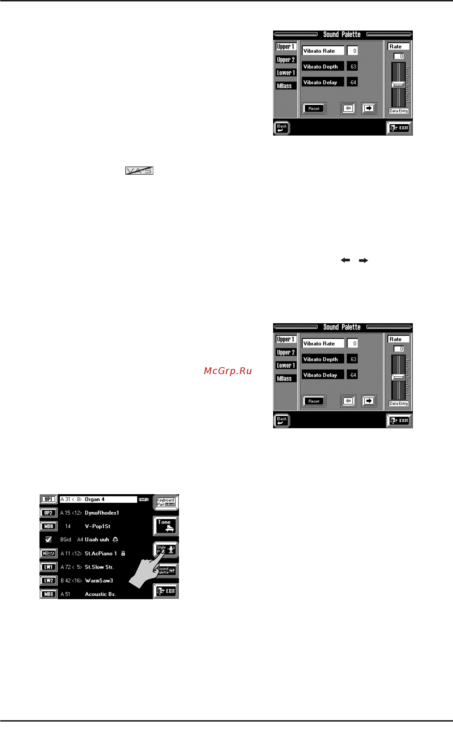 Roland VA-7 [123/257] Bank number или на поле топе на мастер странице