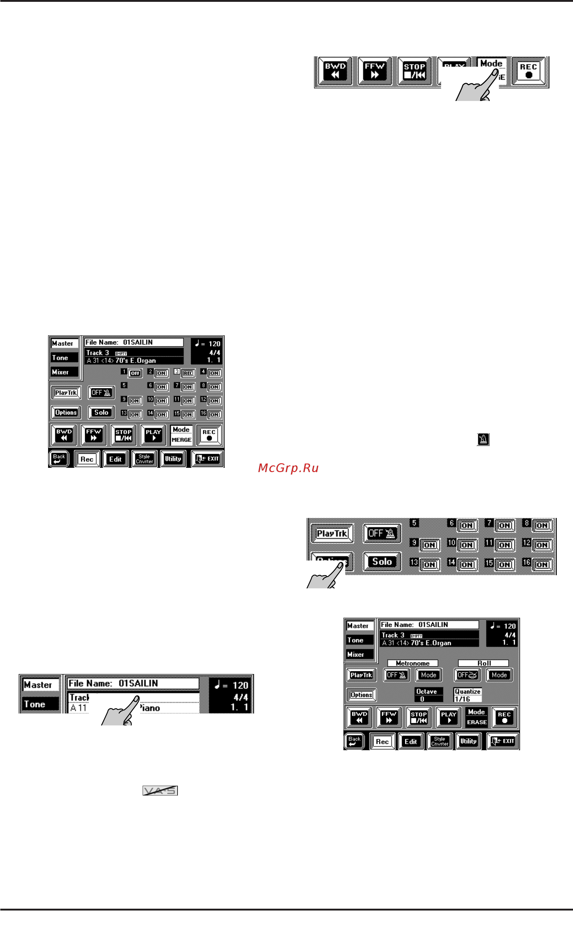 Roland VA-7 [140/257] Как выбрать режим записи recording и первый такт