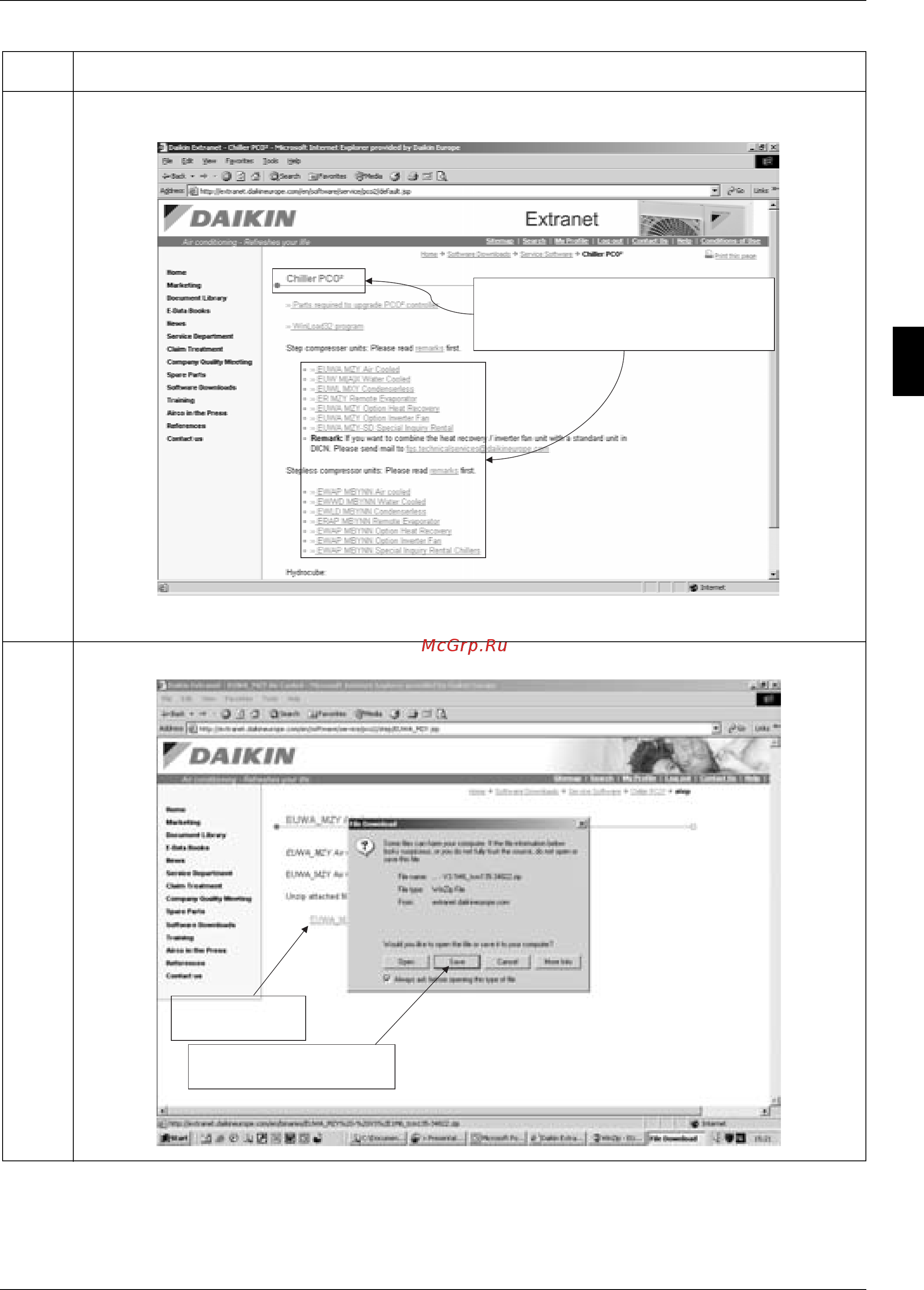 Daikin EWAD900BJYNN/A [277/346] Go back to the pco² software download page on the extranet