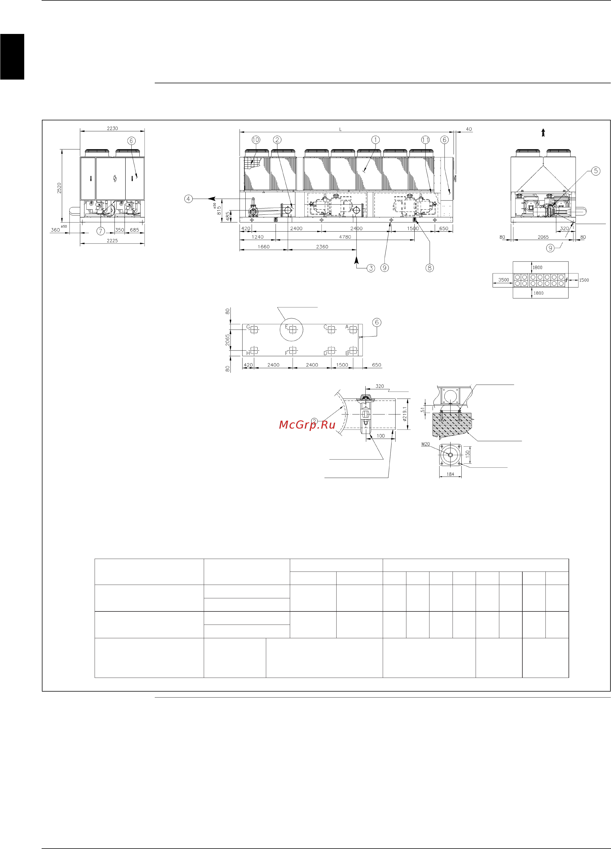 Daikin EWAD900BJYNN/A [82/346] Outlook drawing ewad950bjynn opsp ewad950bjynn oprn opsp and ewad950bjynn opln opsp