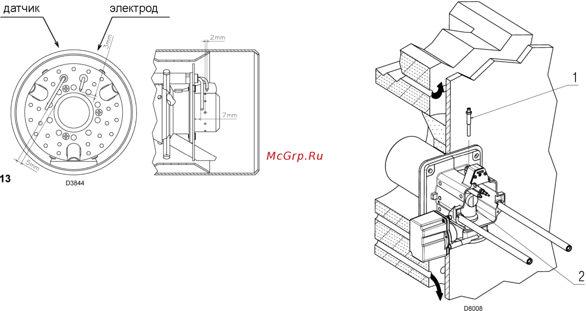 Riello RS 34/E MZ t.c. [14/57] Крепление горелки на котел