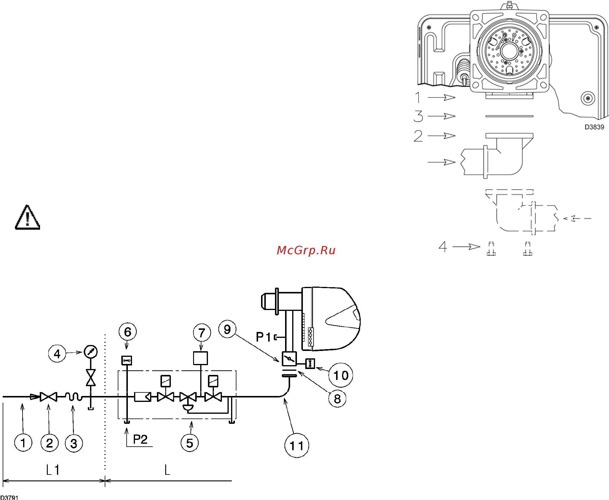 Riello RS 34/E MZ t.c. [17/57] Монтаж газовой рампы